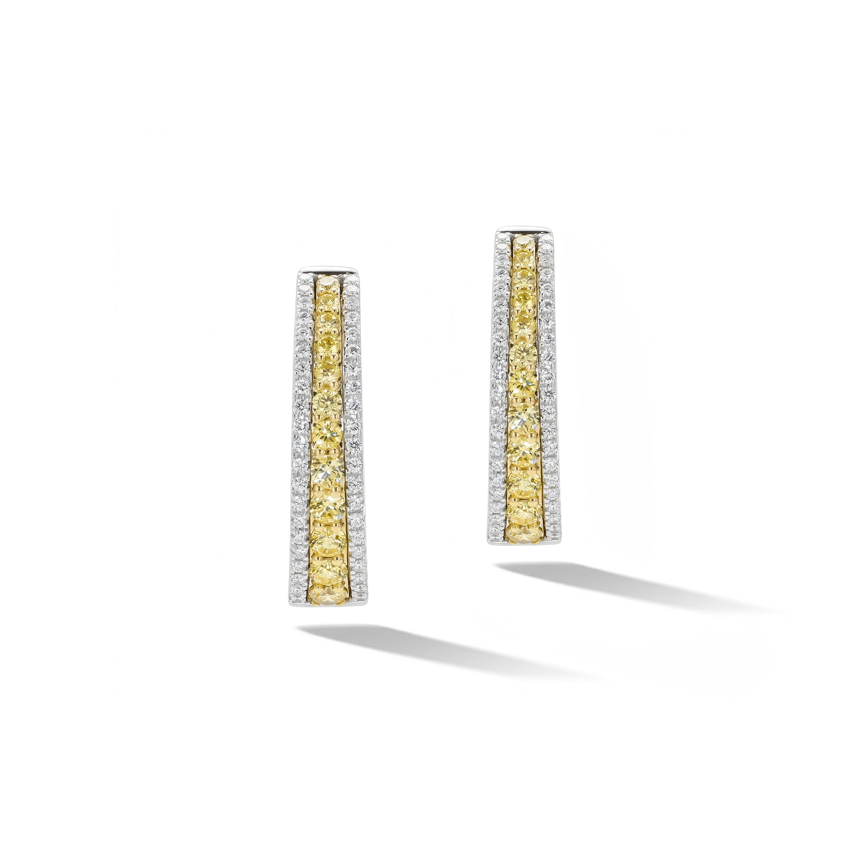 Natural Yellow & White Diamond Hoop Earrings product image 2