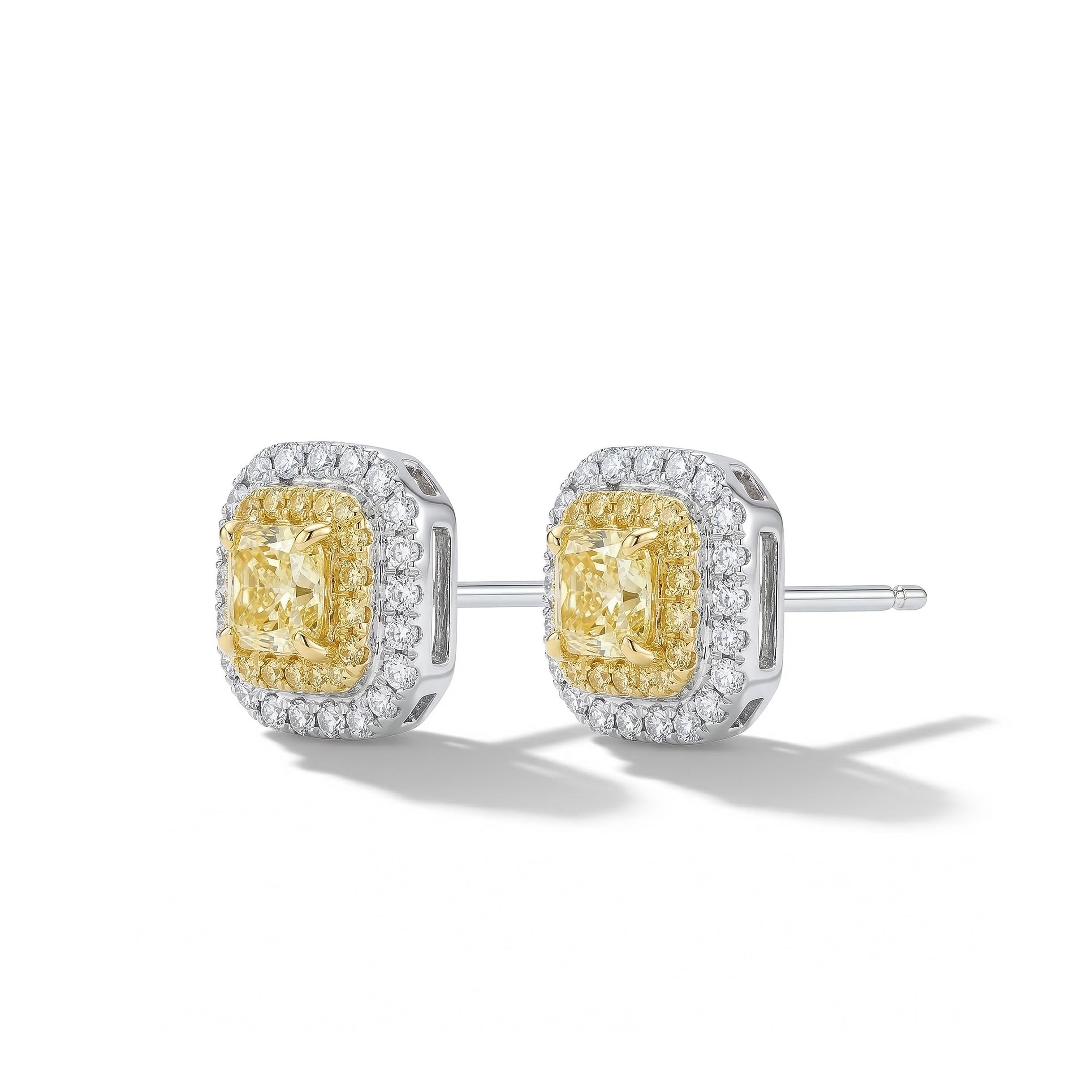 Natural Yellow Diamond Halo Earrings product image 1