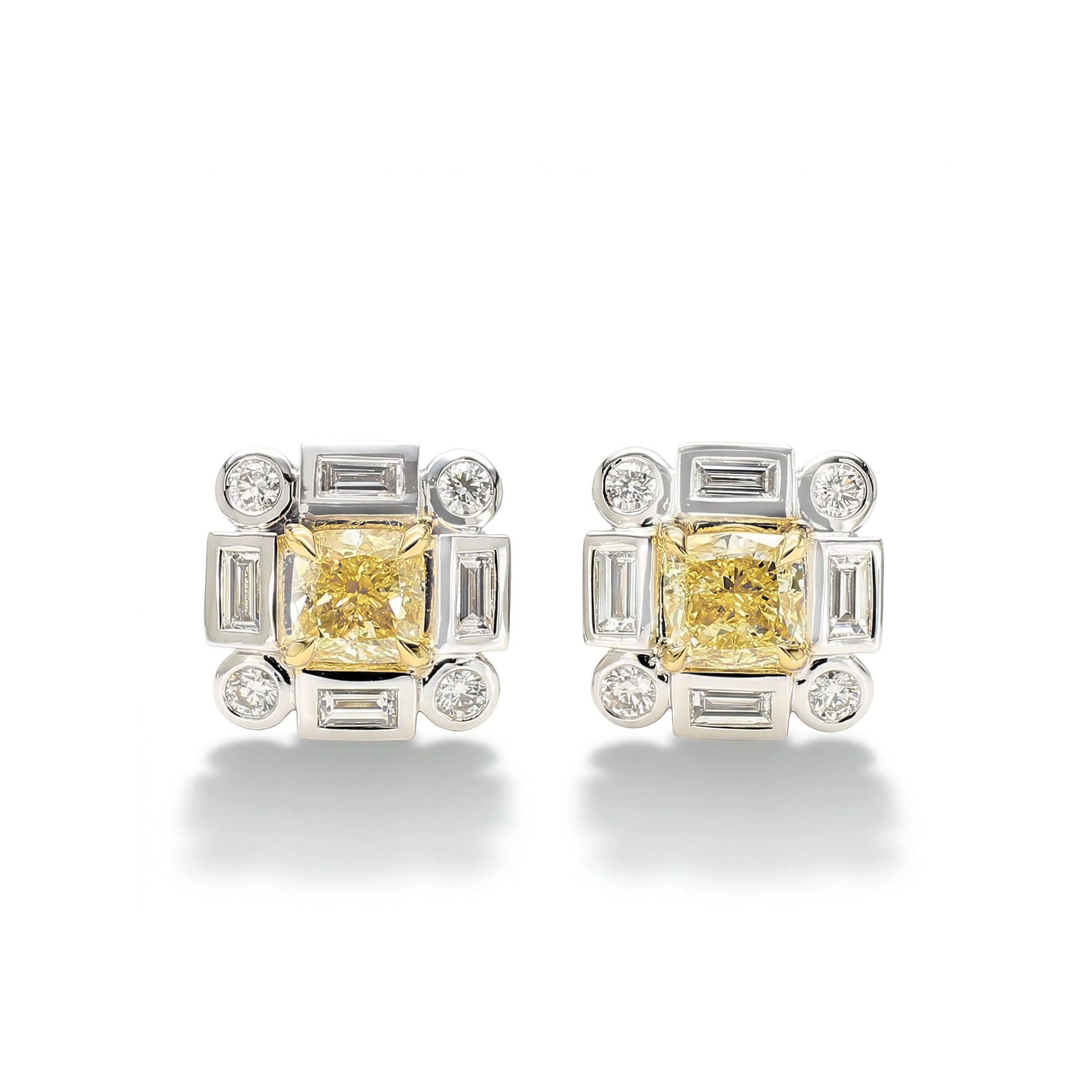 Natural Yellow Cushion Diamond Earring product image 2