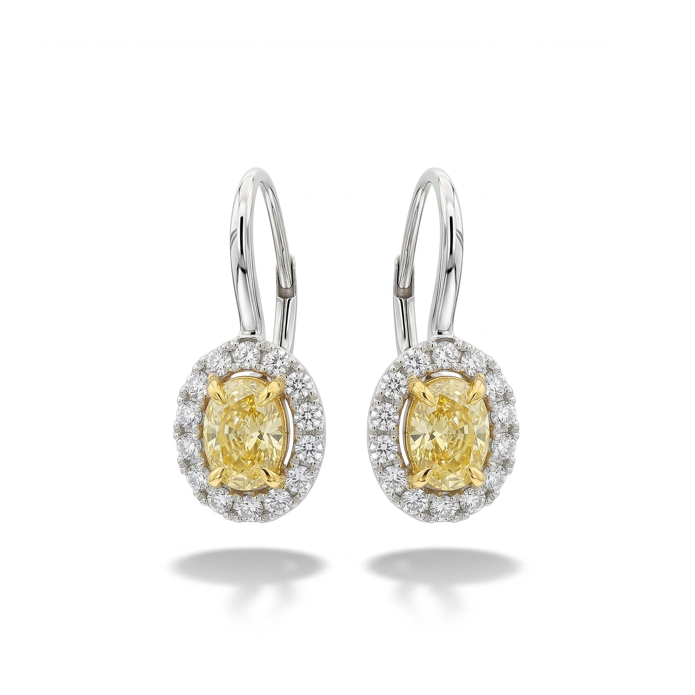 Natural Yellow Oval Diamond Halo Earrings product image 1