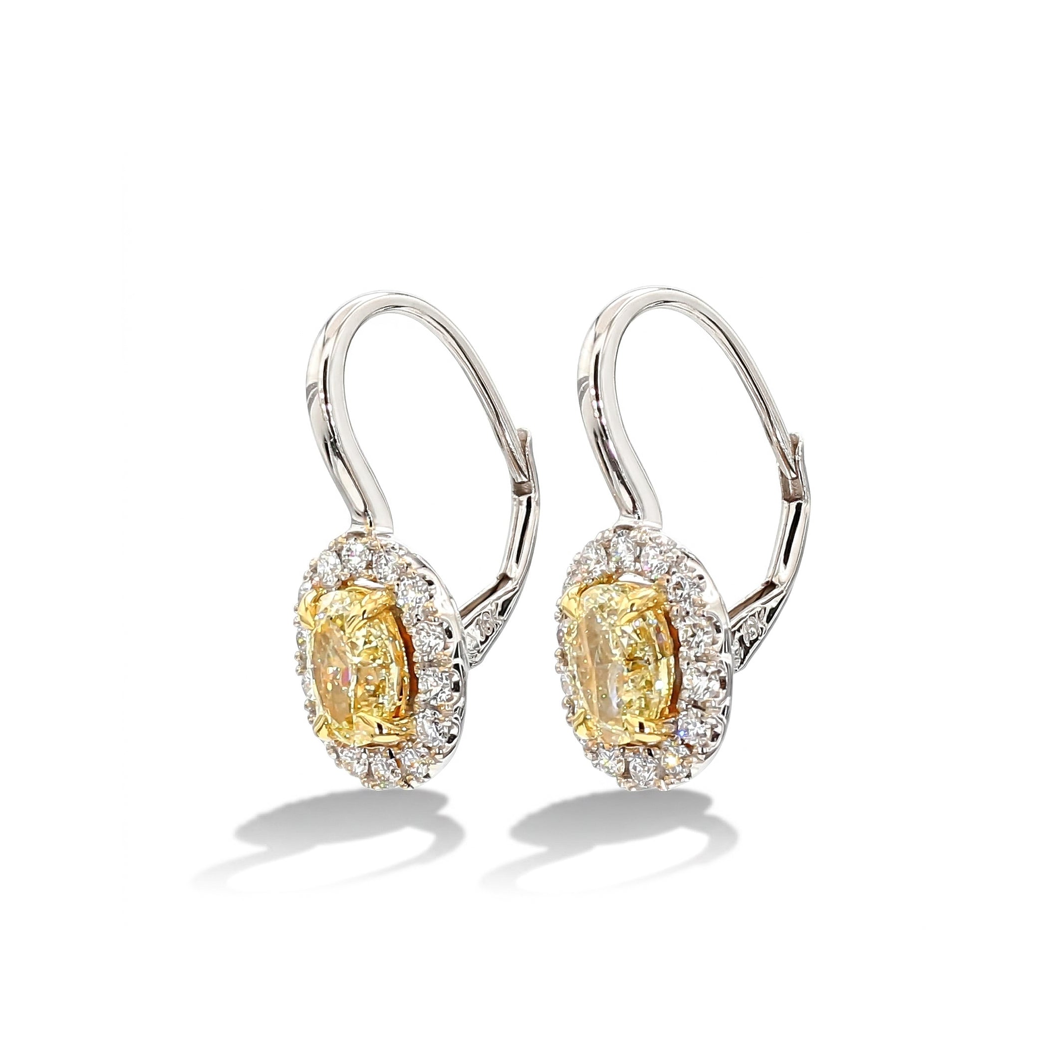 Natural Yellow Oval Diamond Halo Earrings product image 2