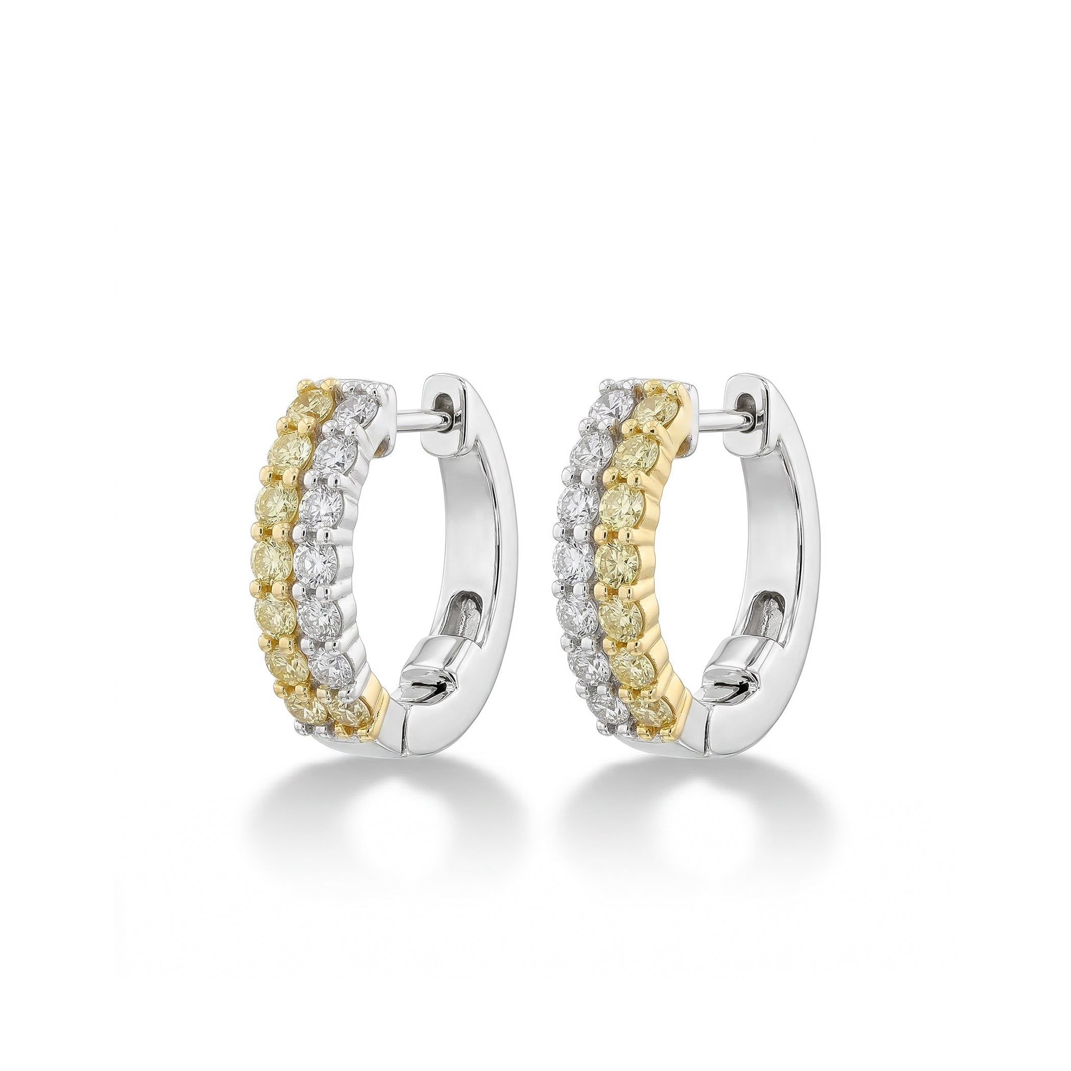 Natural Yellow & White Diamond Hoop Earrings product image 1