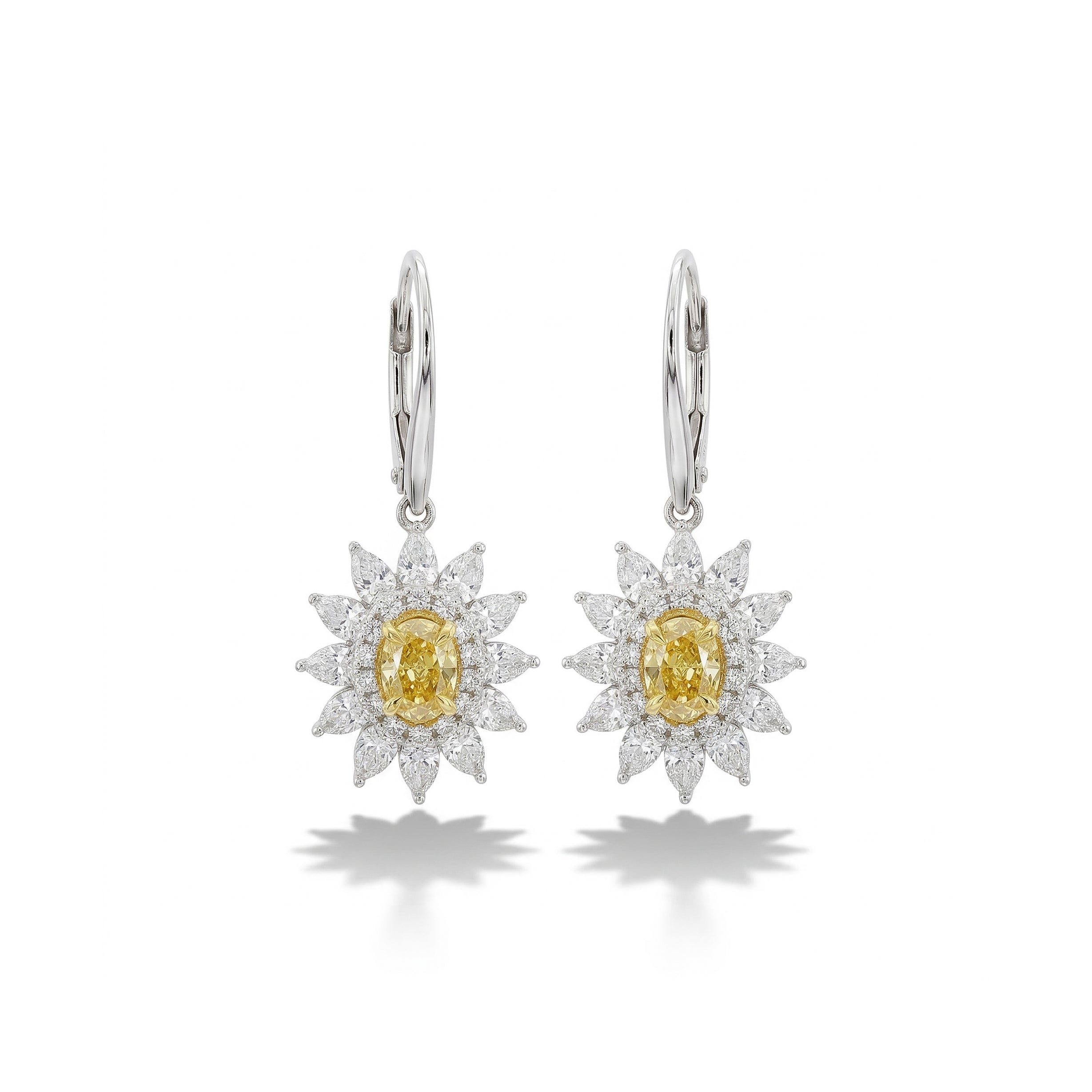 Natural Yellow Diamond Sunburst Drop Earrings product image 1