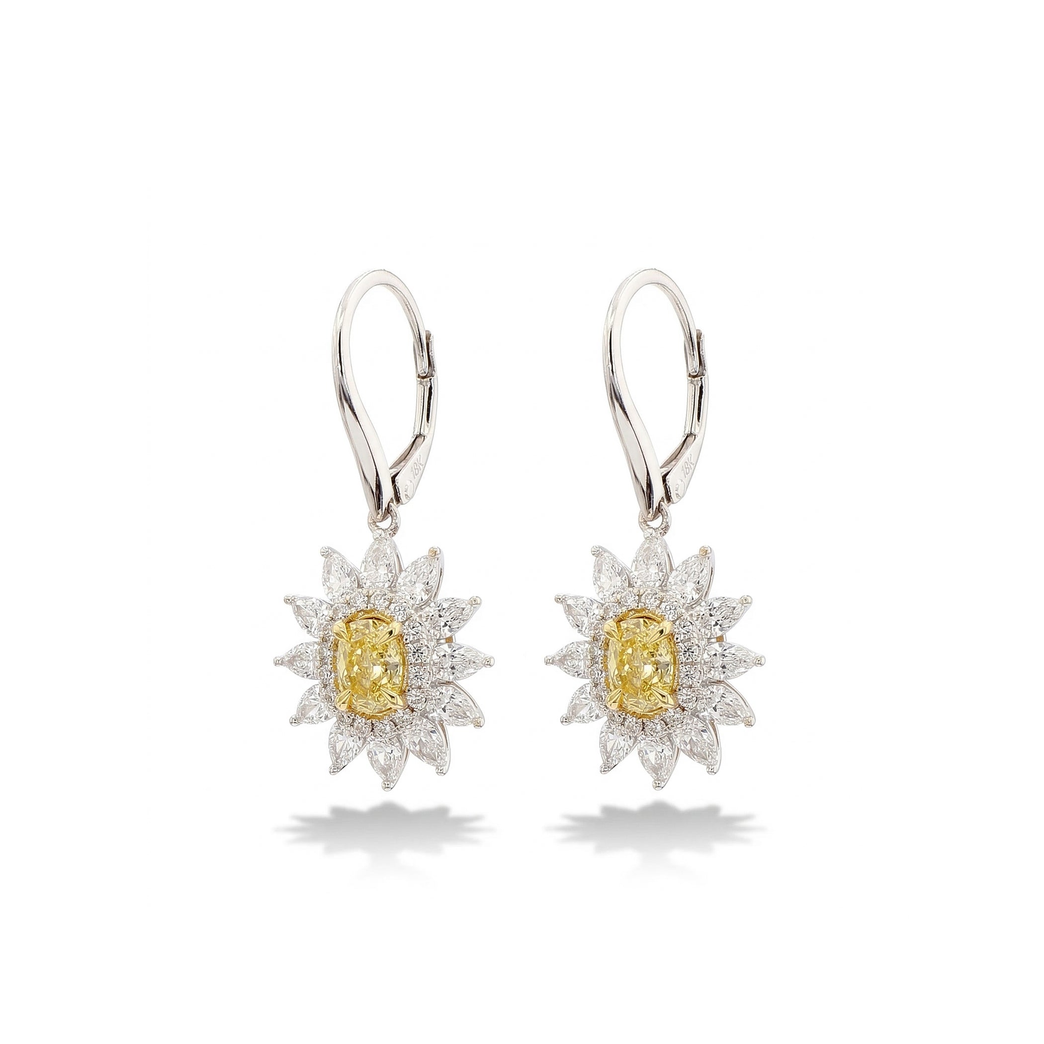 Natural Yellow Diamond Sunburst Drop Earrings product image 2