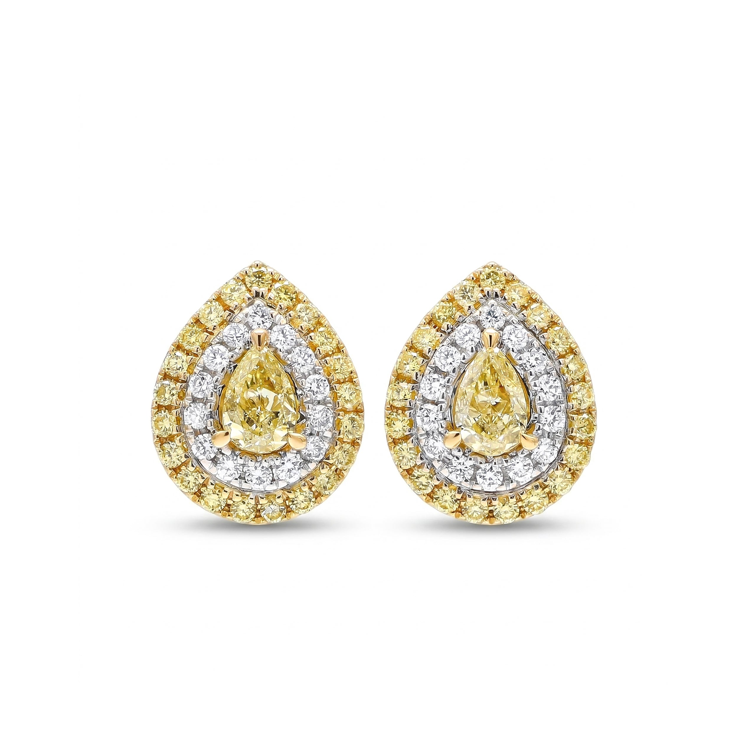 Natural Yellow Pear Diamond Halo Earrings product image 1