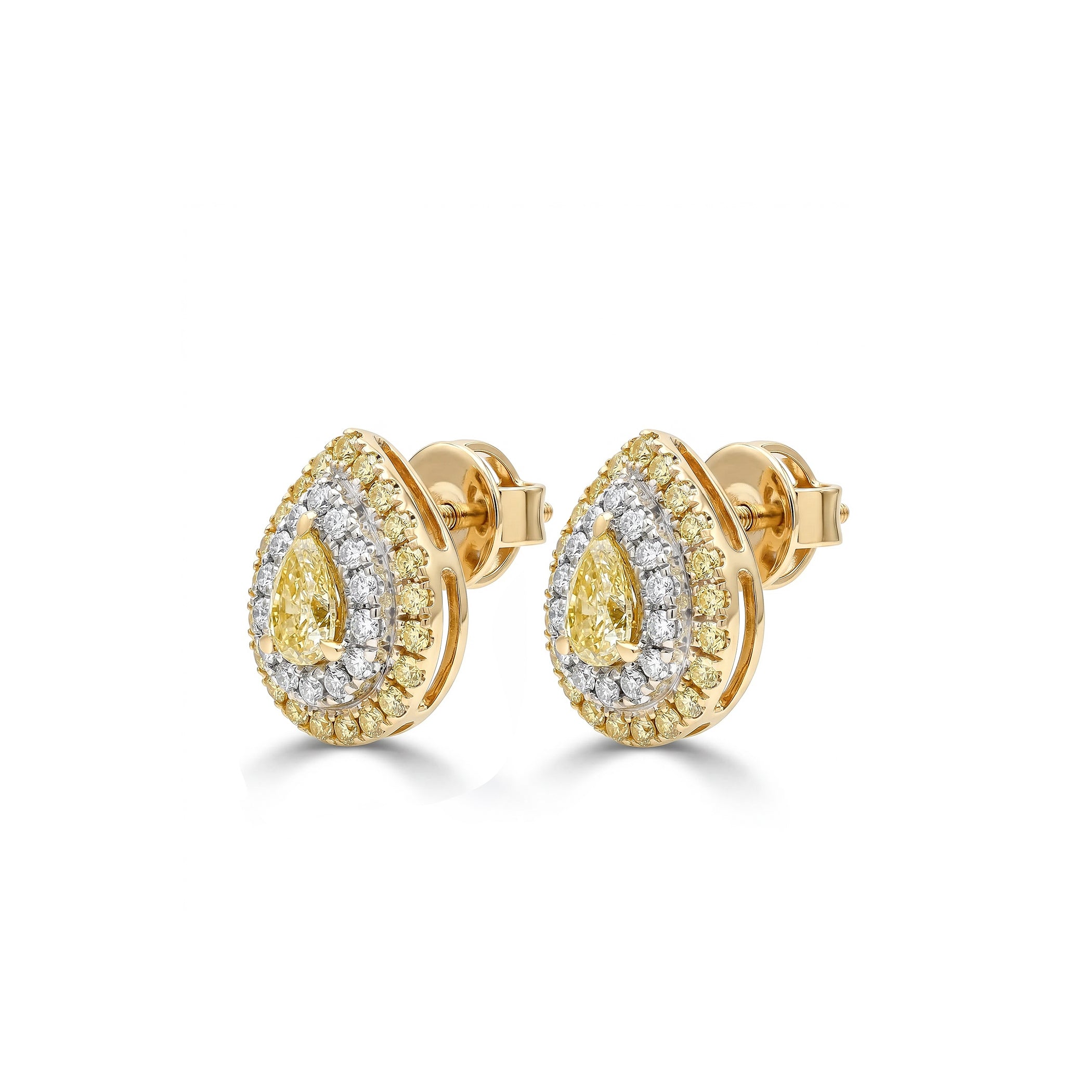 Natural Yellow Pear Diamond Halo Earrings product image 2