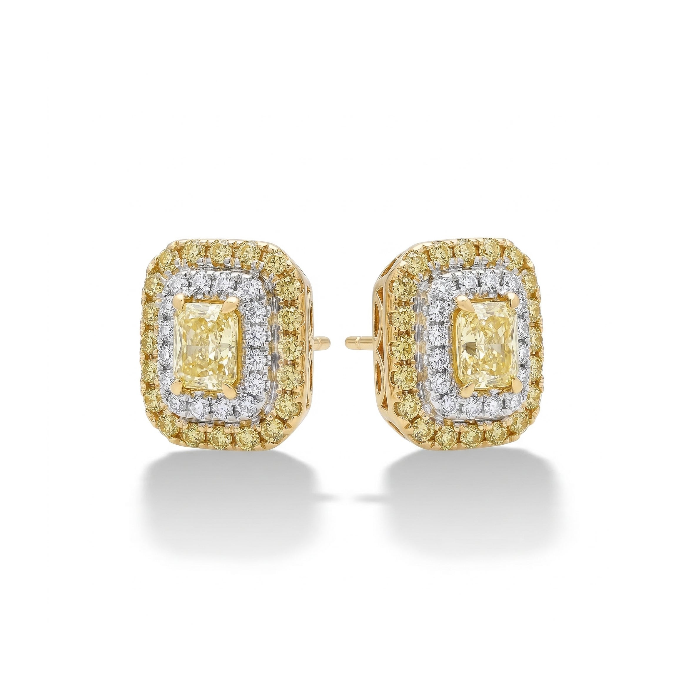 Natural Yellow Radiant Diamond Halo Earring product image 1