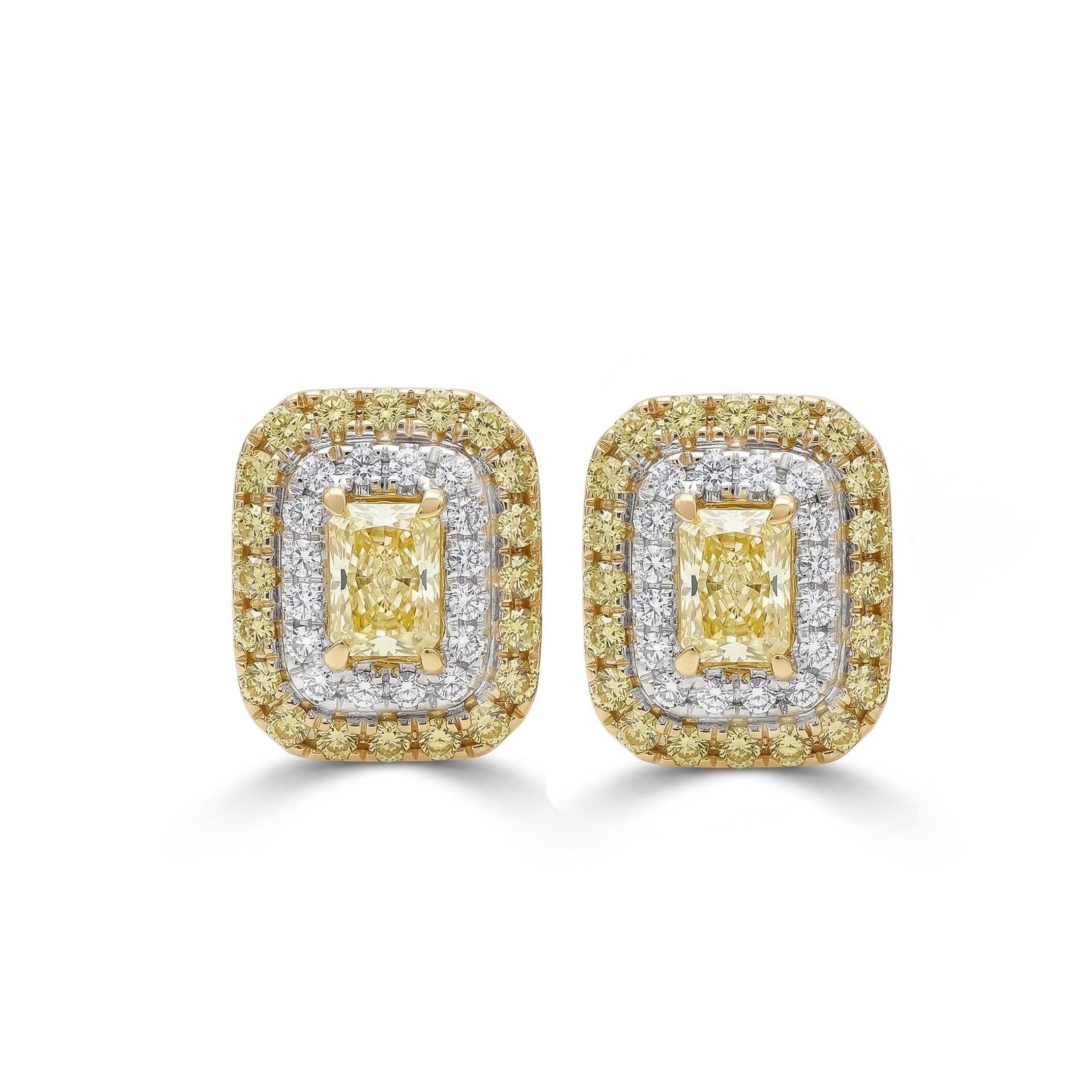 Natural Yellow Radiant Diamond Halo Earring product image 2