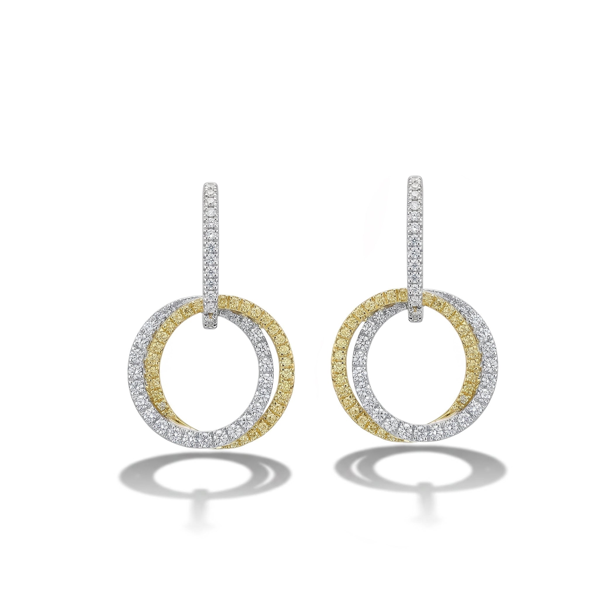 Natural Yellow & White Diamond Interlocking Circle Earrings product image 1