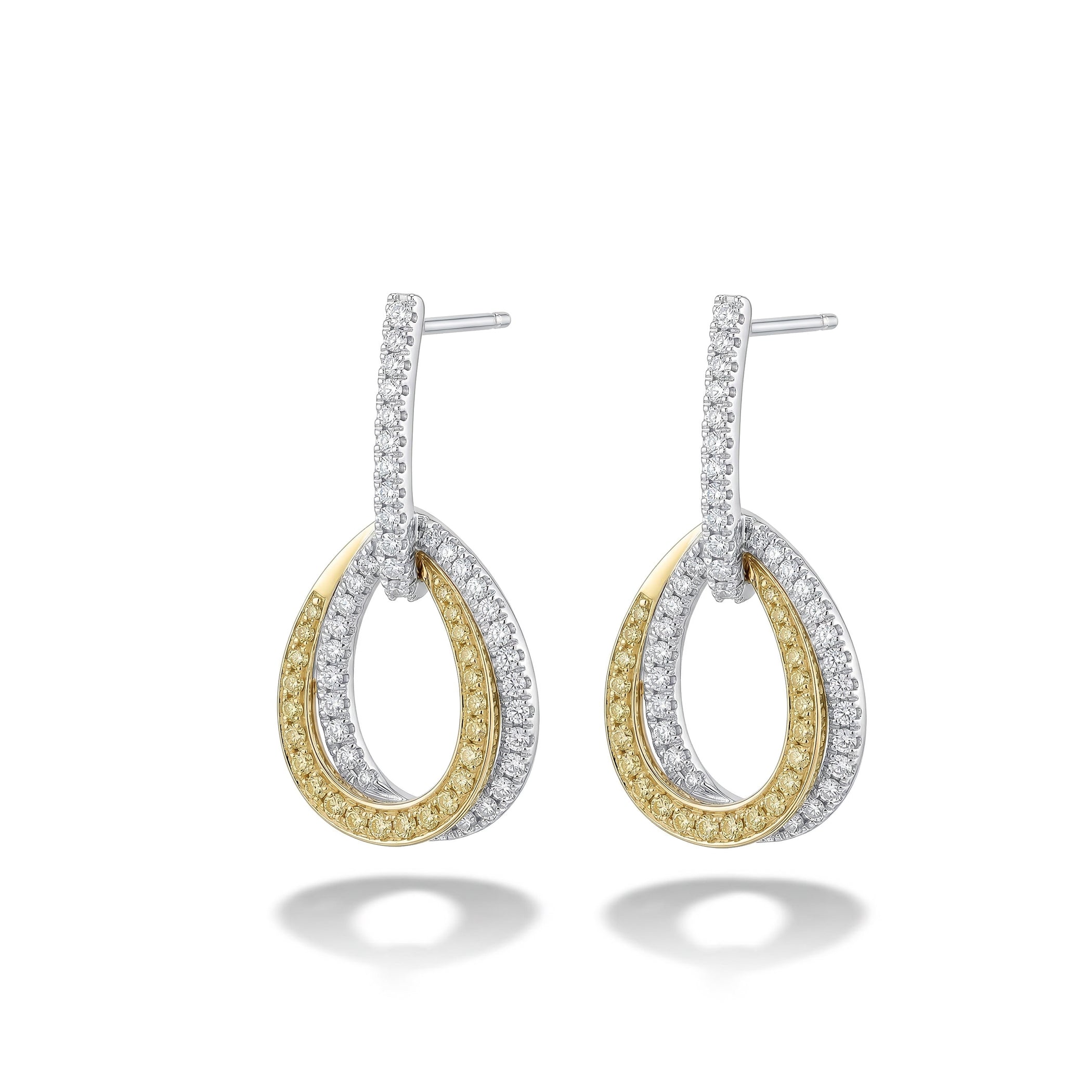 Natural Yellow & White Diamond Interlocking Drop Earring product image 1