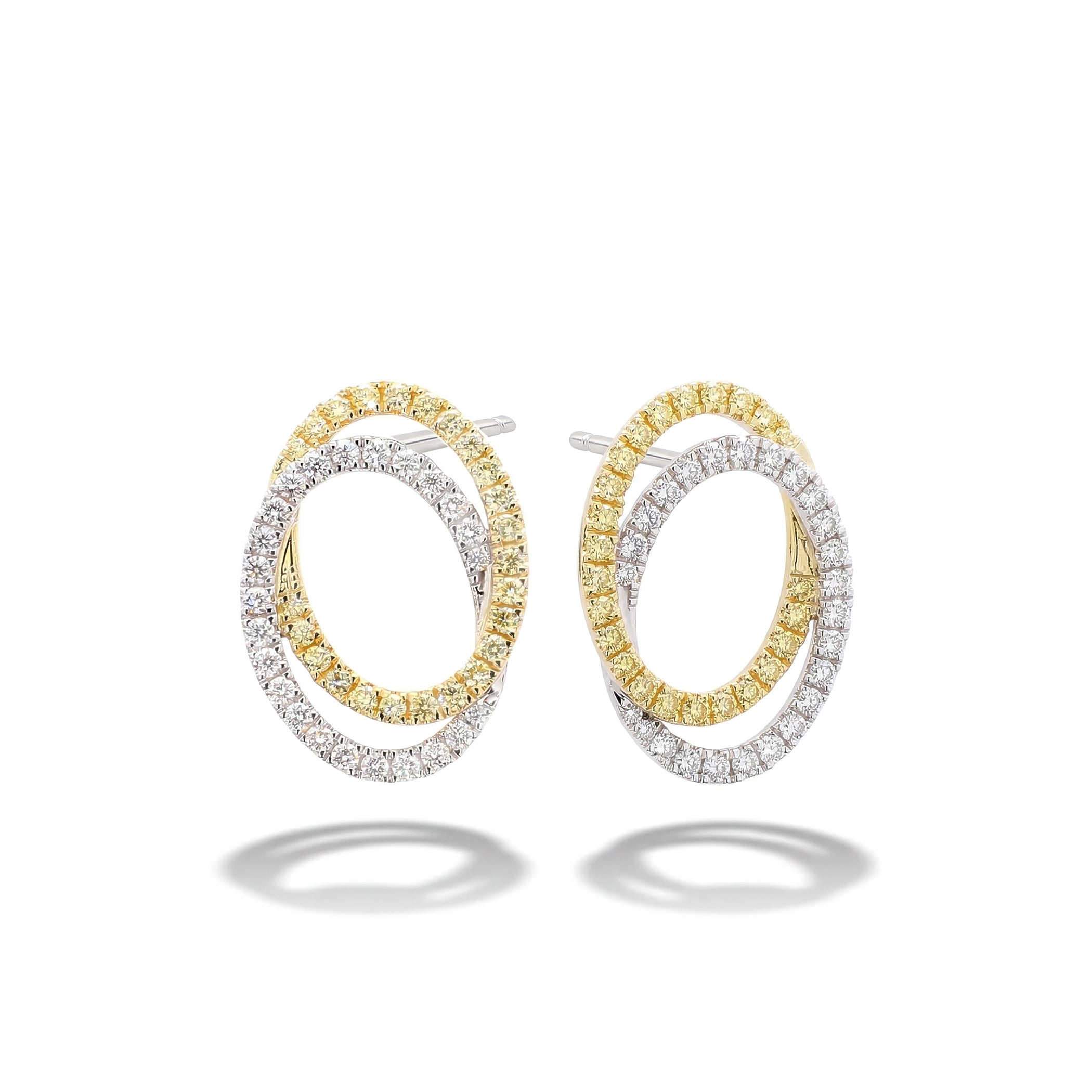 Natural Yellow & White Diamond Interlocking Oval Earrings product image 1