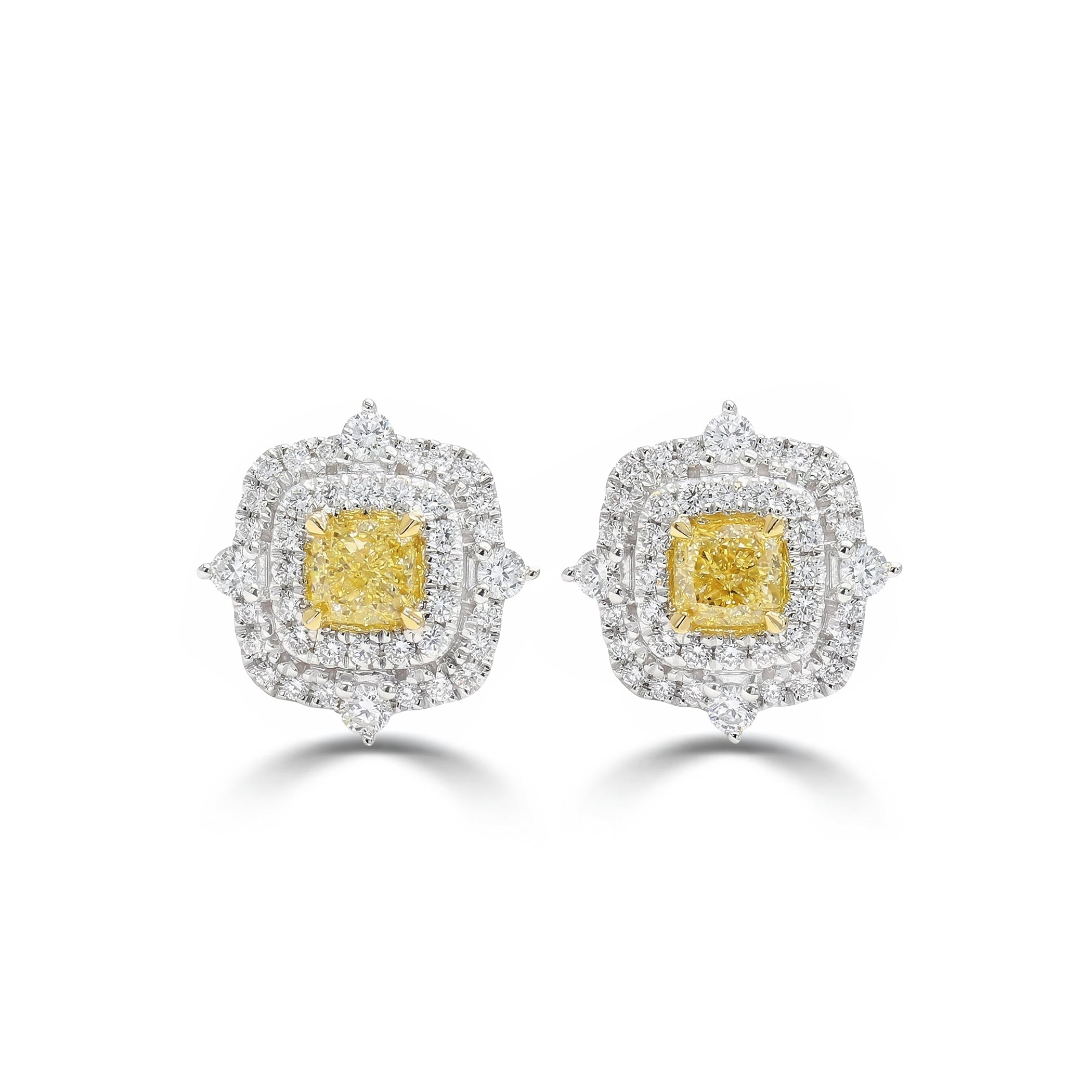 Natural Yellow Cushion Diamond Halo Earring product image 1