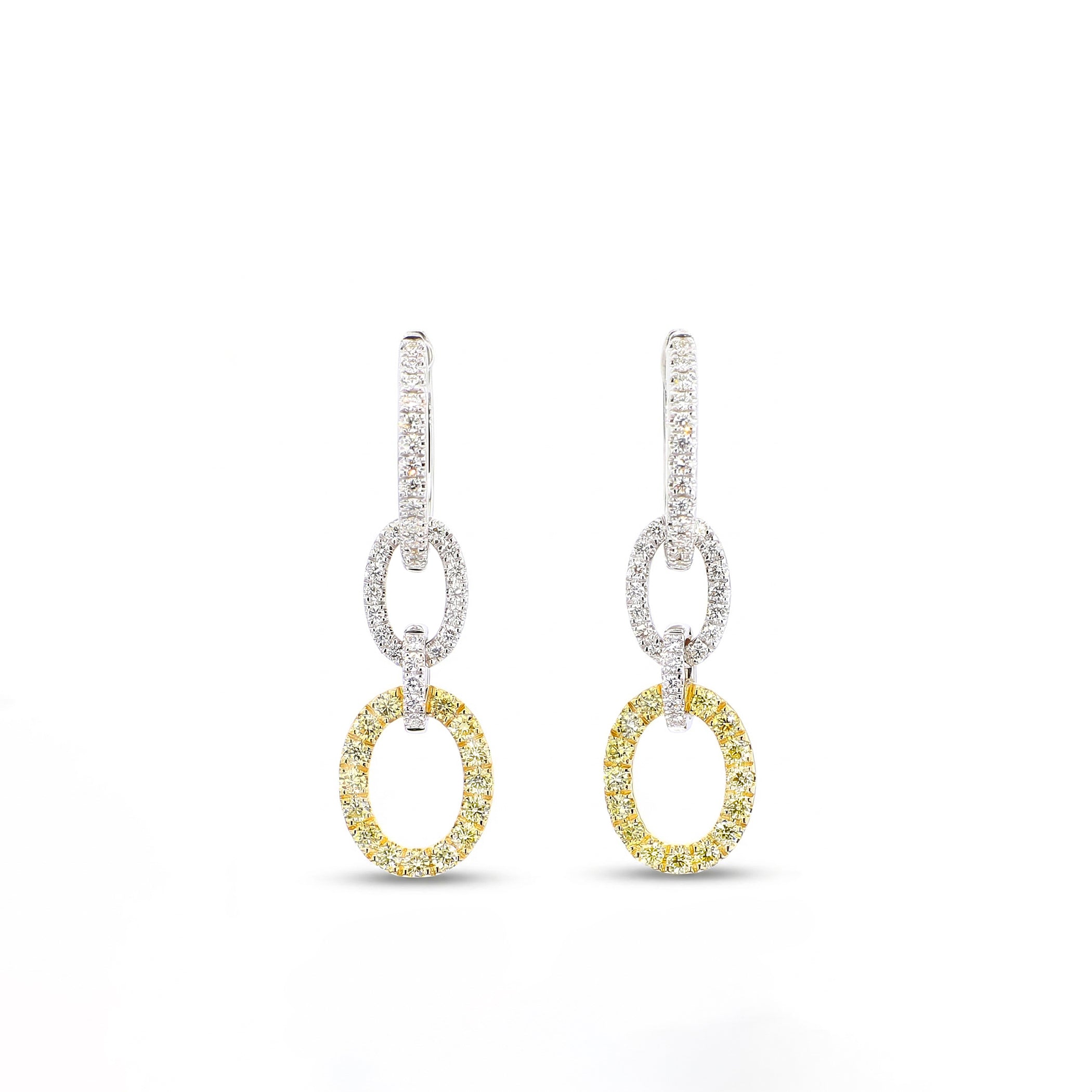 Natural Yellow & White Diamond Interlocking Oval Earrings product image 2