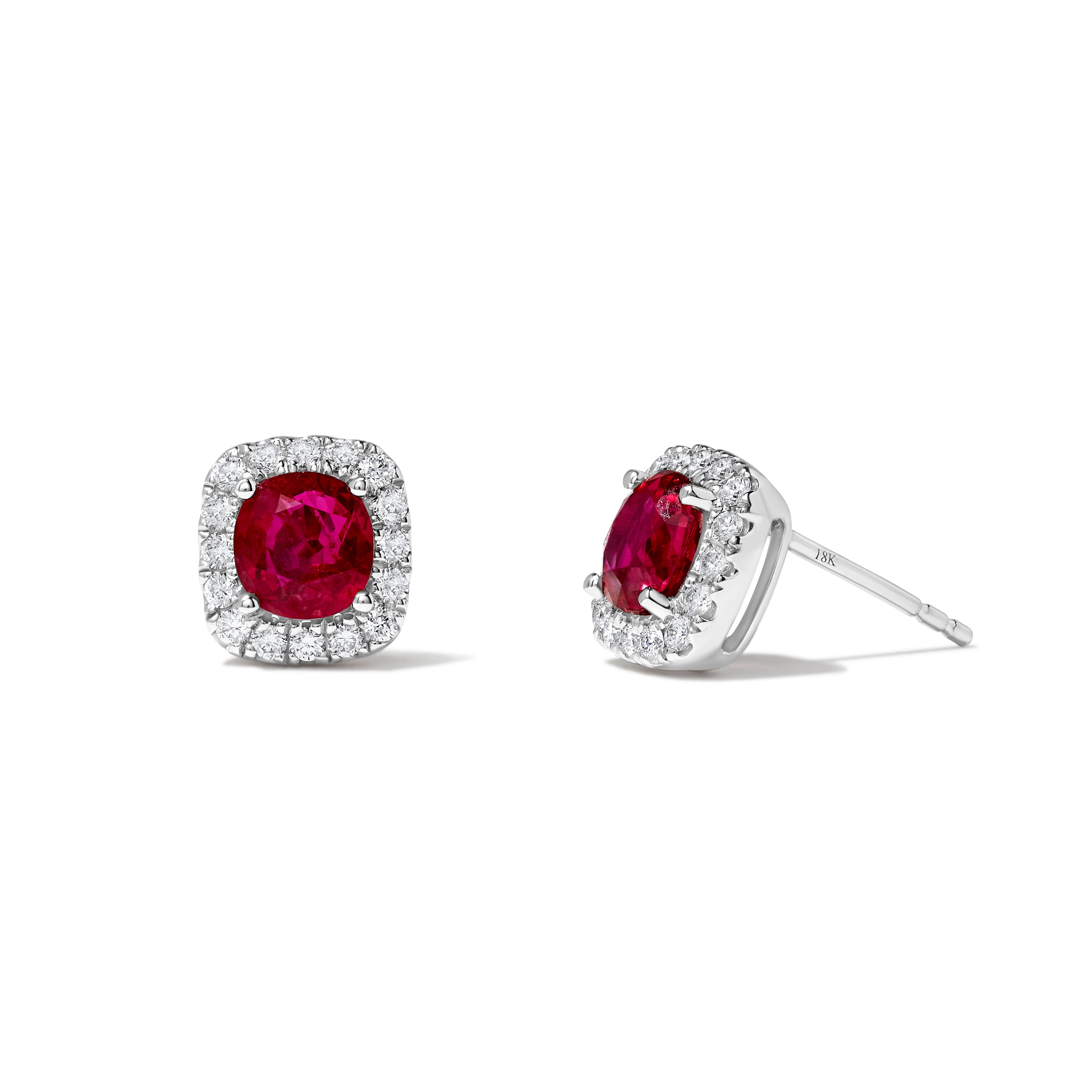 Oval Ruby & White Diamond Earrings SEC013GP