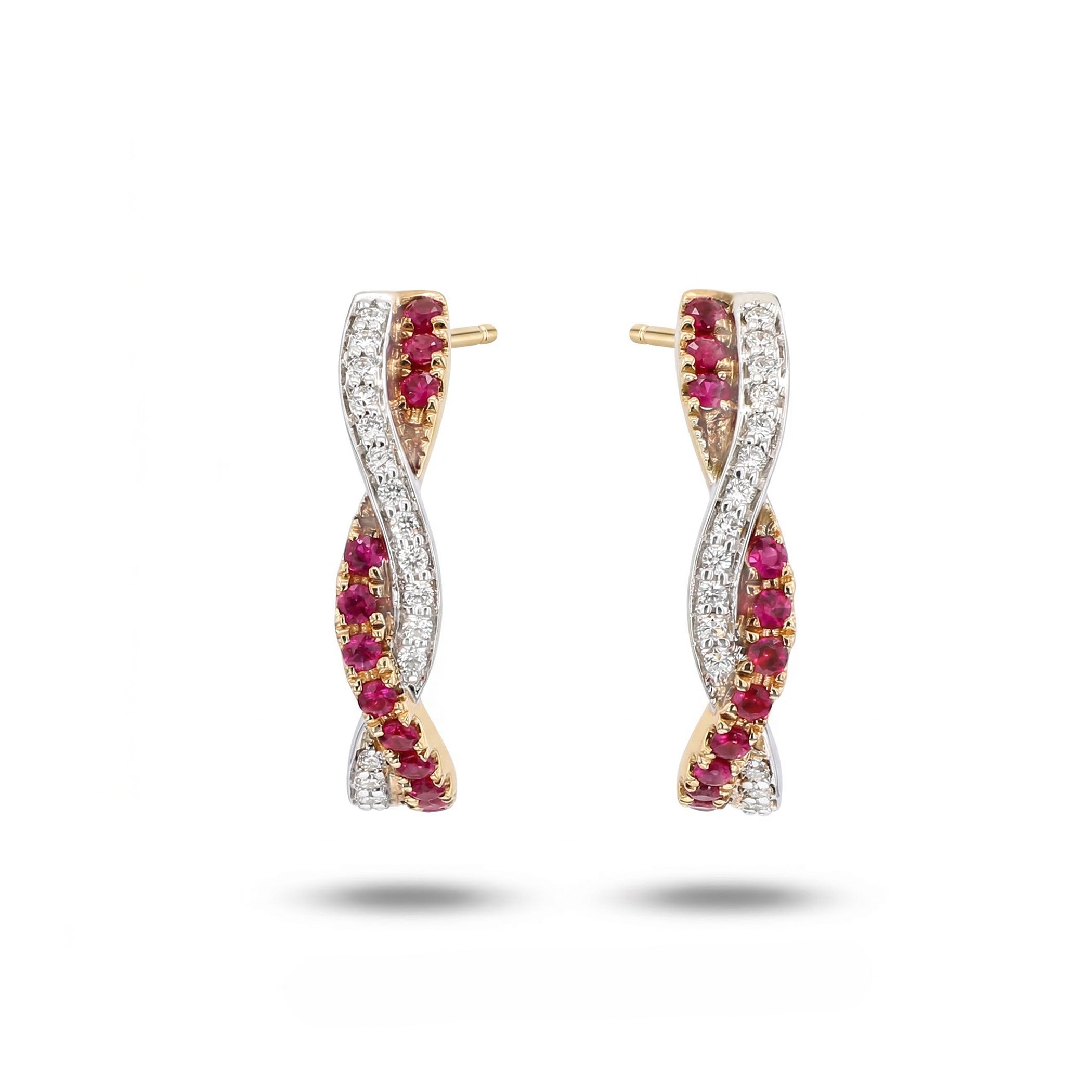 Natural Red Ruby & Diamond Crossover Earrings product image 1