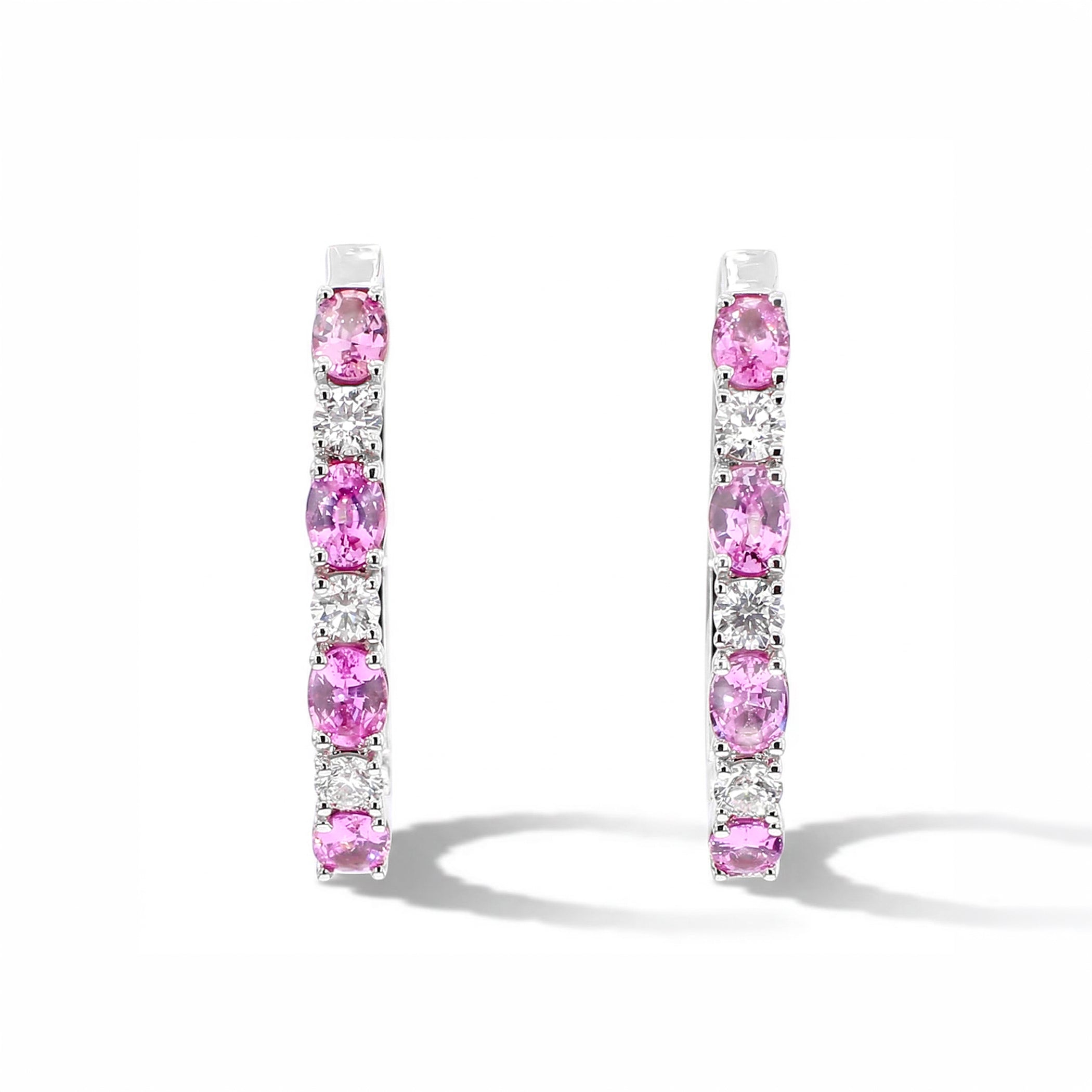 Natural Pink Sapphire & Diamond Hoop Earring product image 2