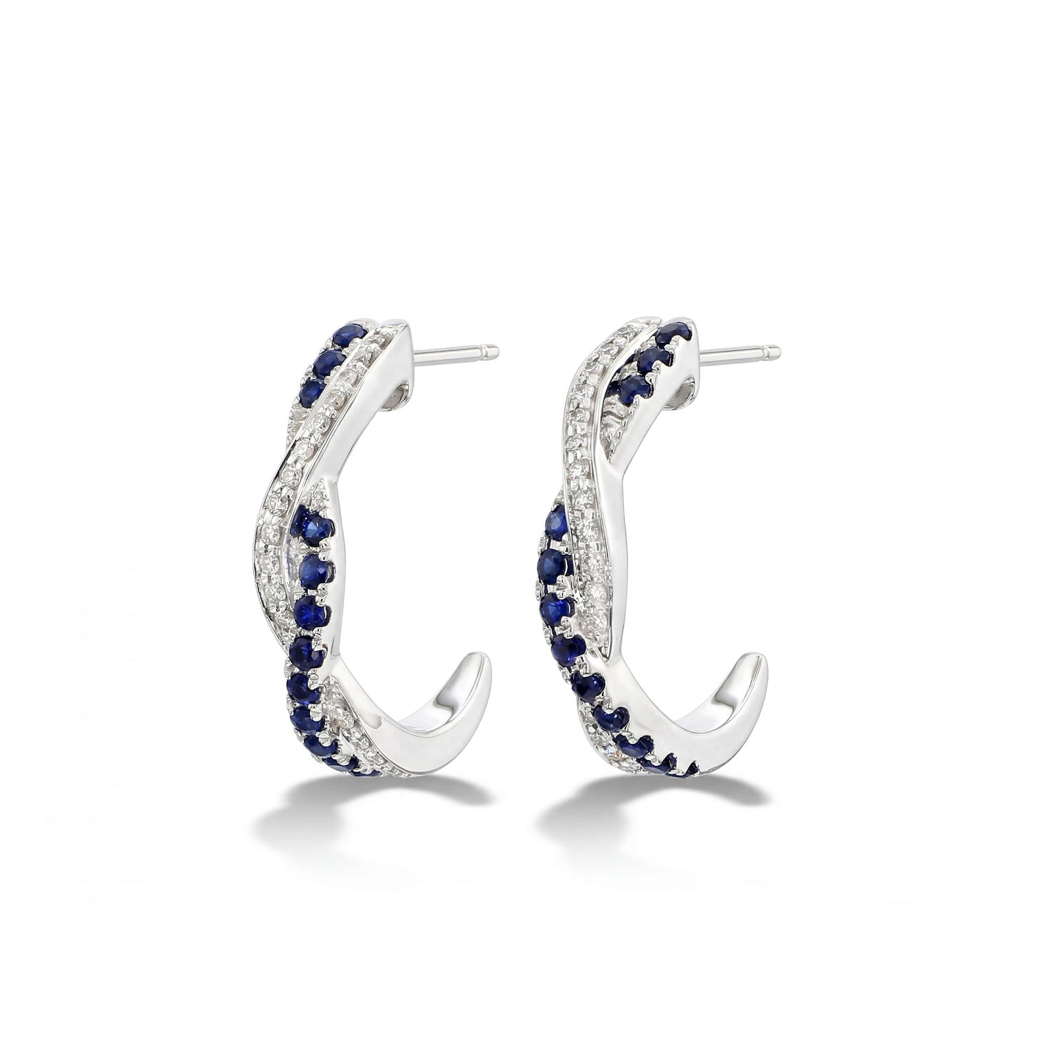 Natural Blue Sapphire & Diamond Crossover Earrings product image 1
