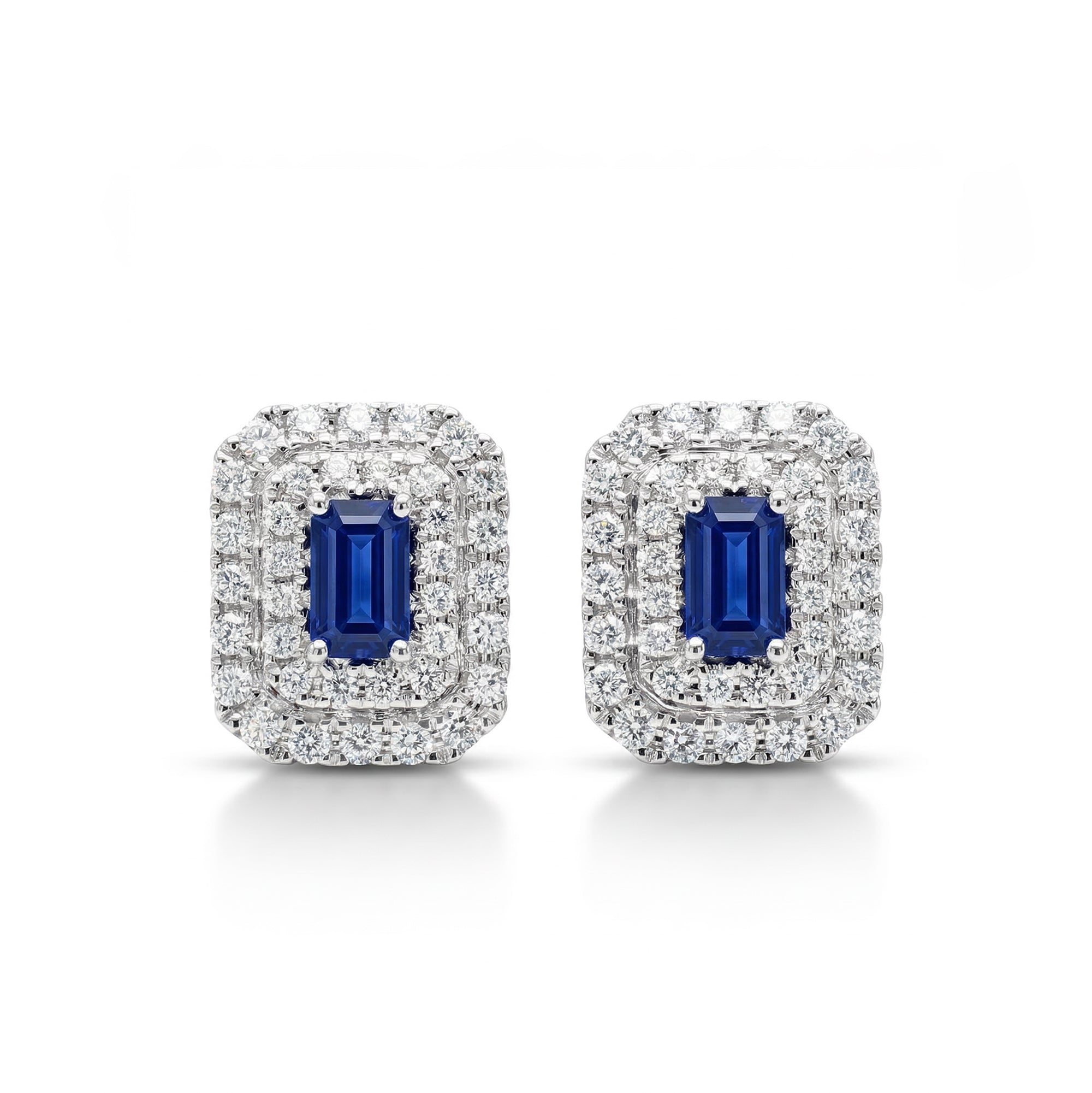 Natural Blue Emerald Sapphire & White Diamond Earring product image 1
