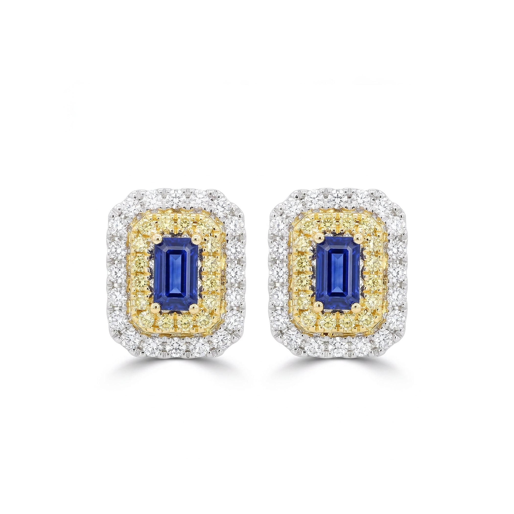 Natural Sapphire, Yellow Diamond, & White Diamond Earrings product image 1