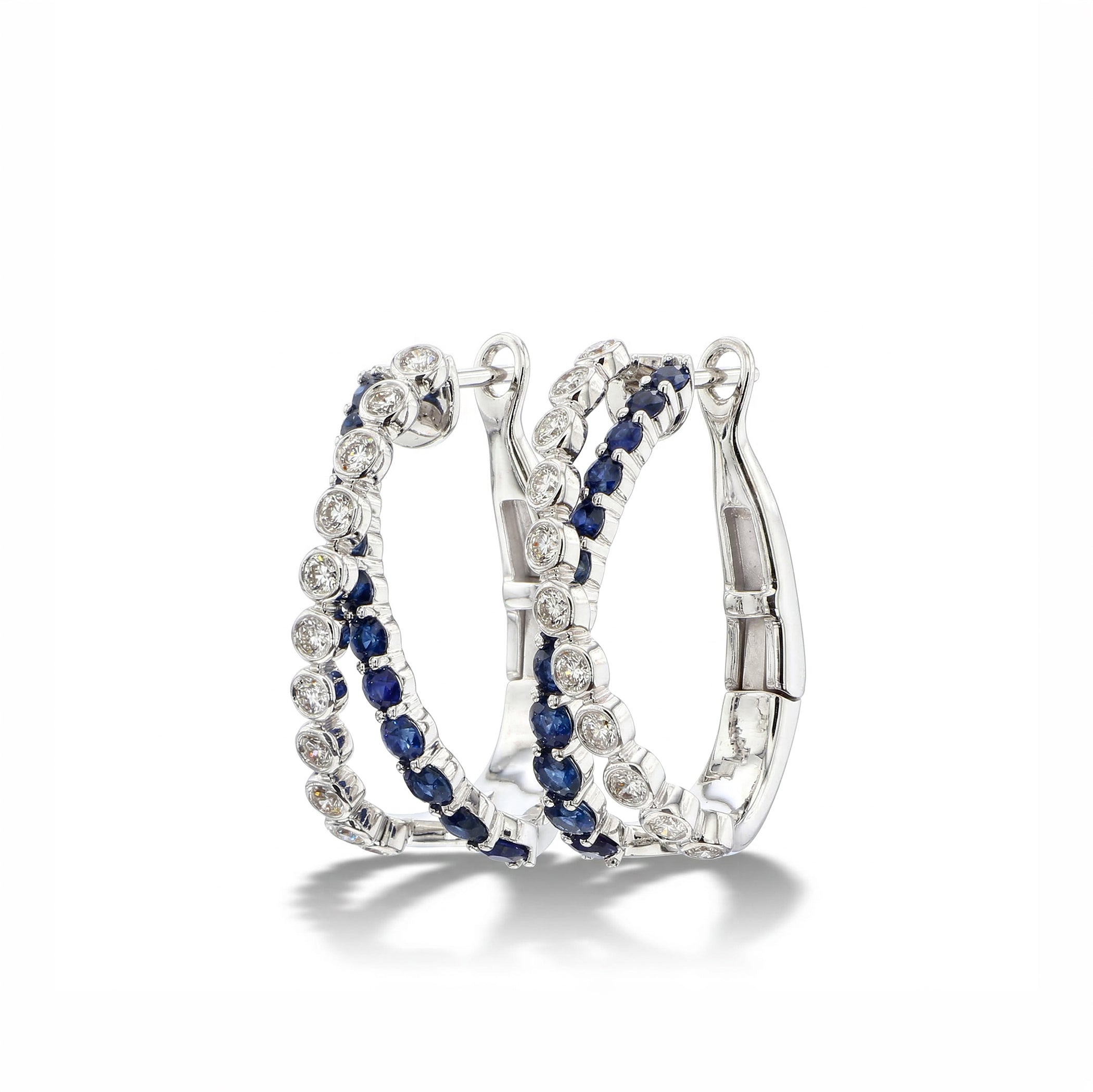 Natural Sapphire & Diamond Hoop Earrings product image 2