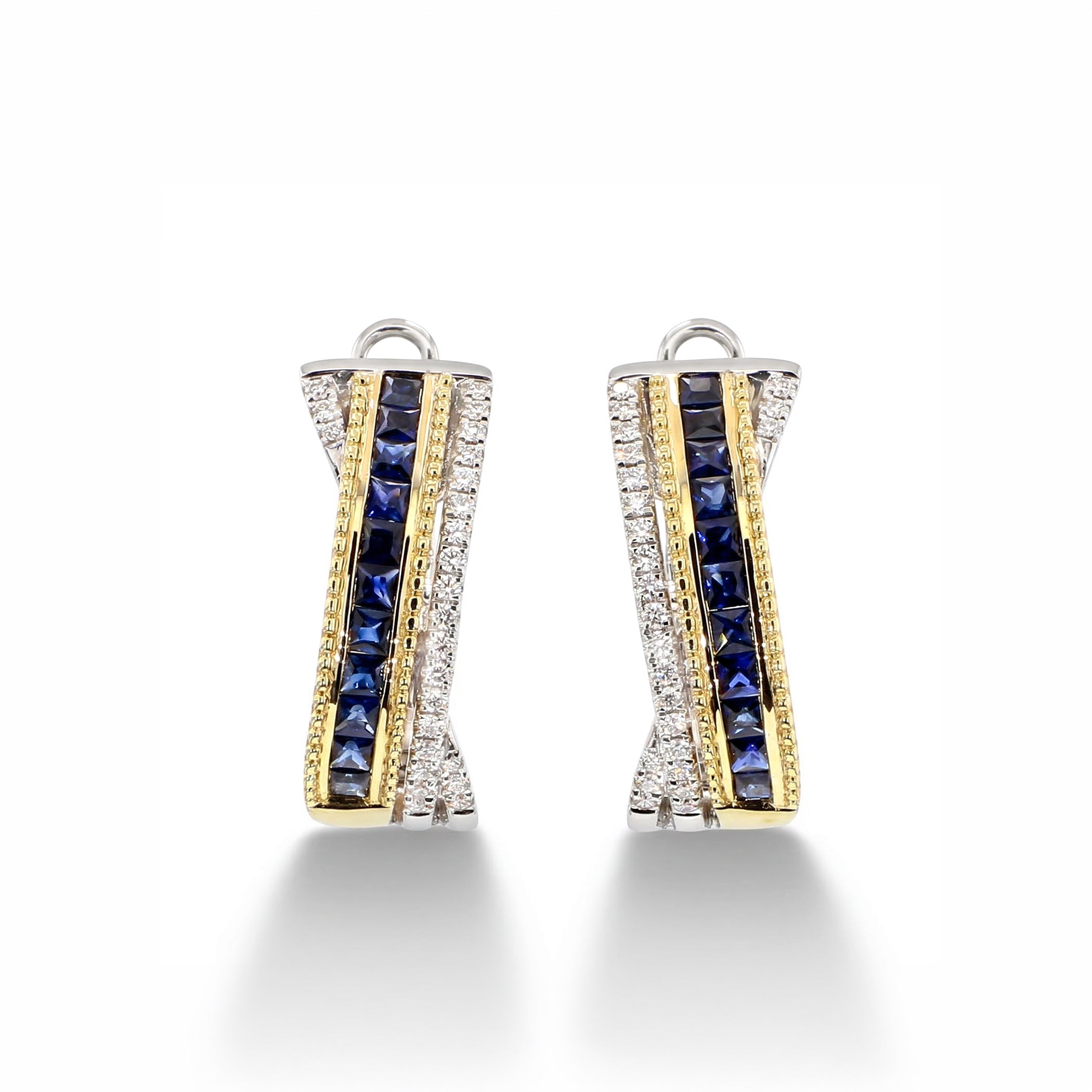 Natural Sapphire & Diamond Crossover Earrings product image 1