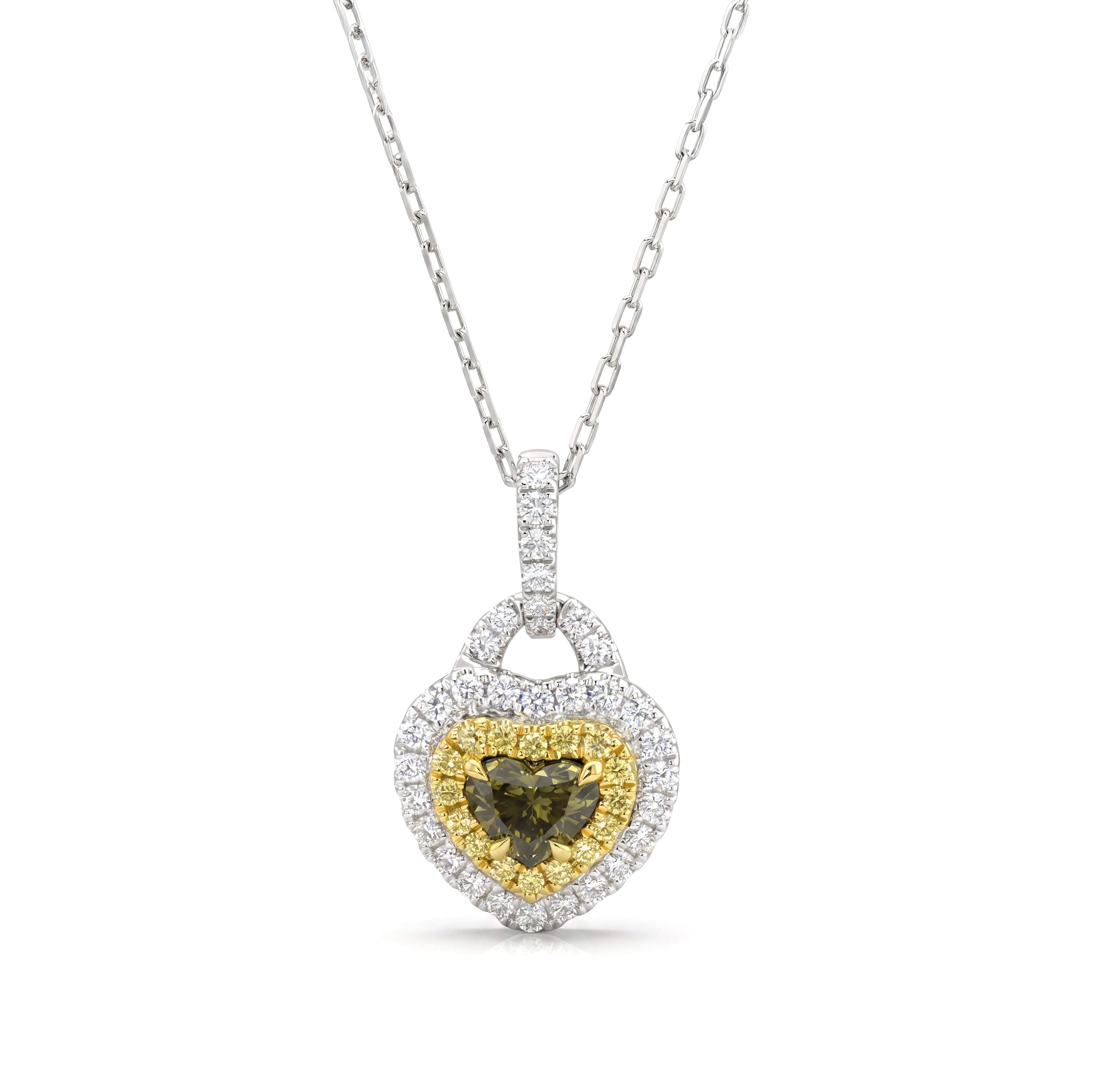 Natural Green Heart Diamond Pendant | GIA Certified