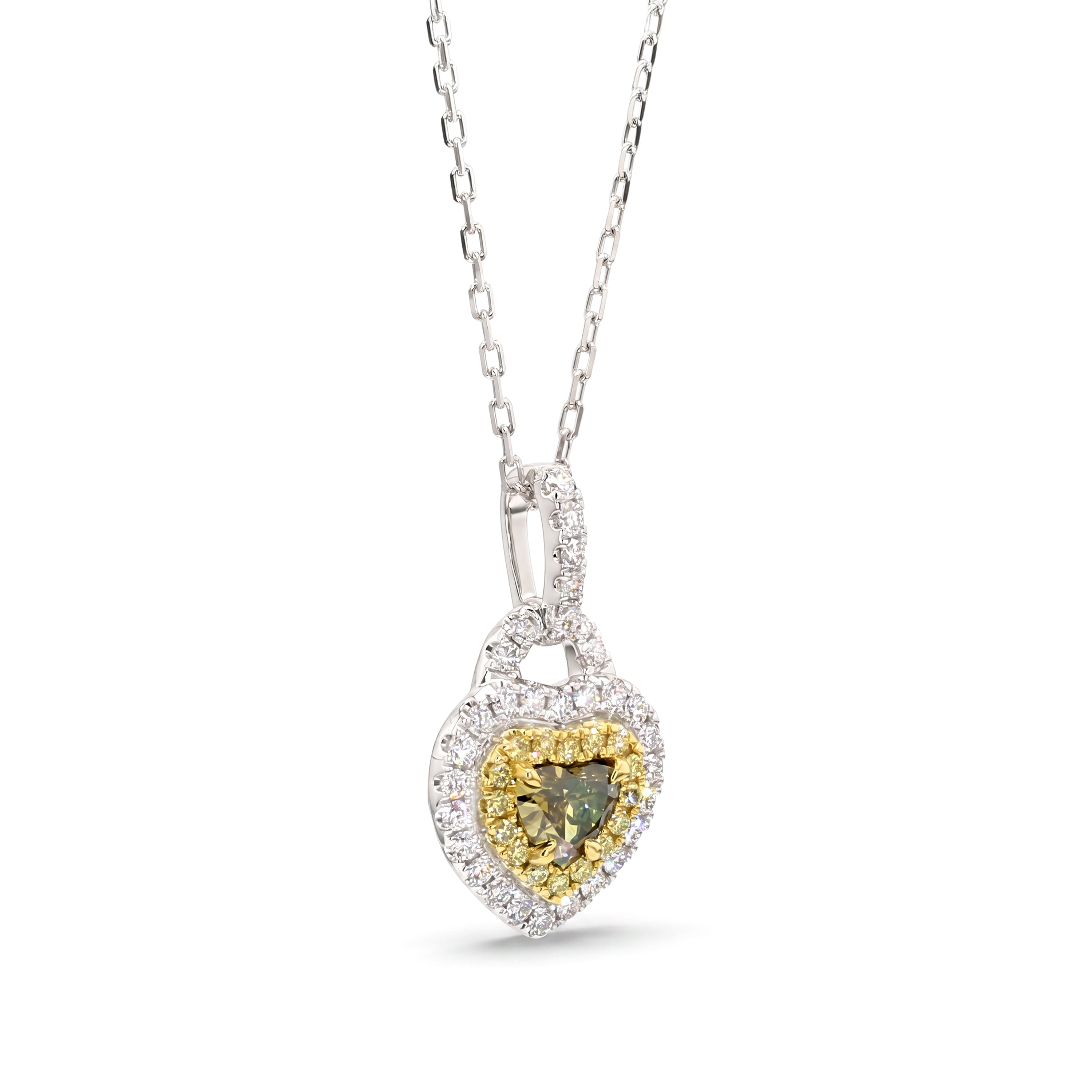 Natural Green Heart Diamond Pendant | GIA Certified