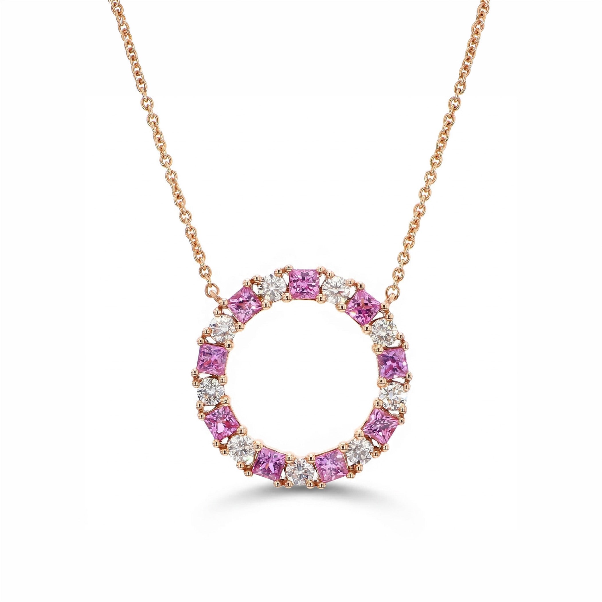 Natural Pink Sapphire & Diamond Circle Necklace product image 1