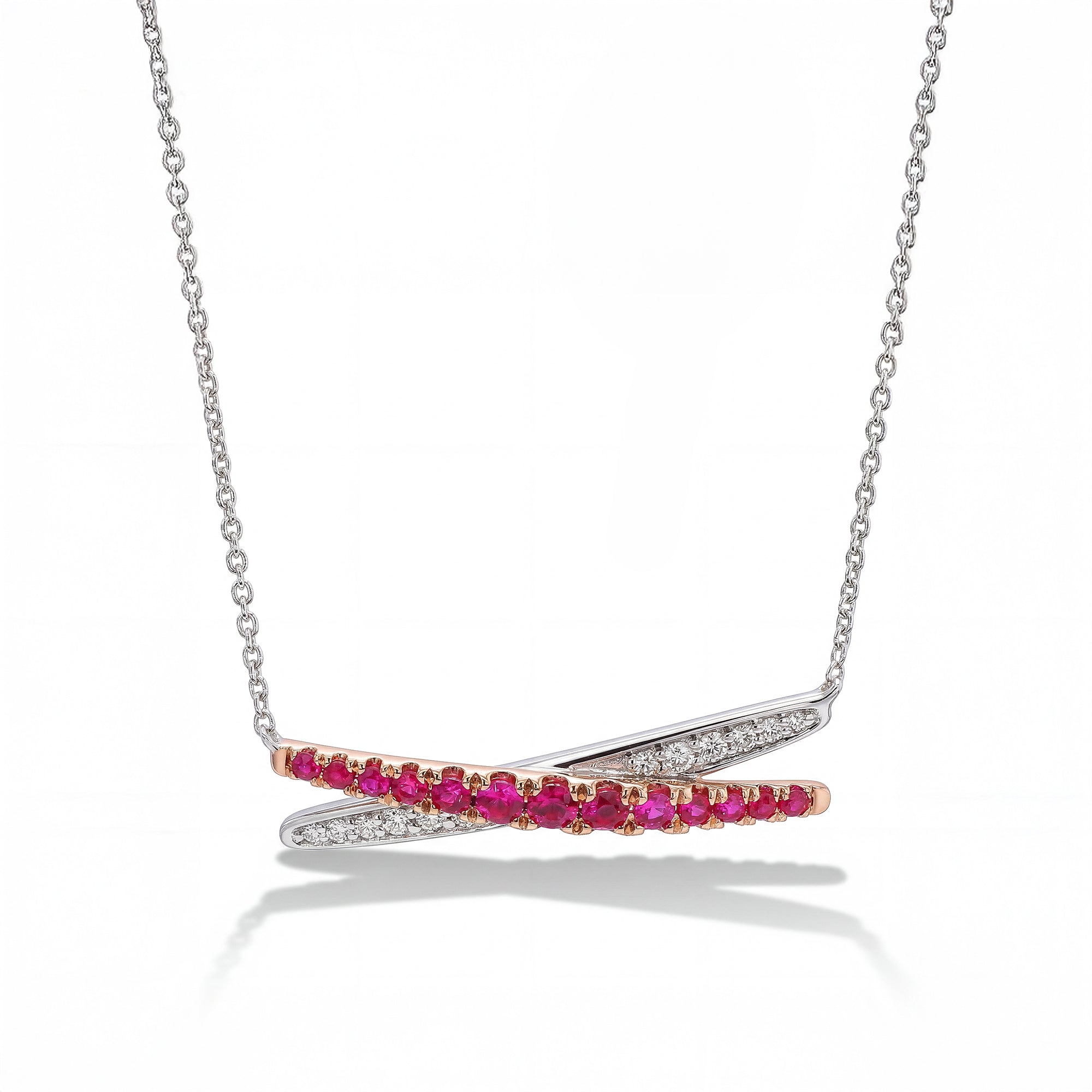 Natural Ruby & Diamond Crossover Necklace product image 1
