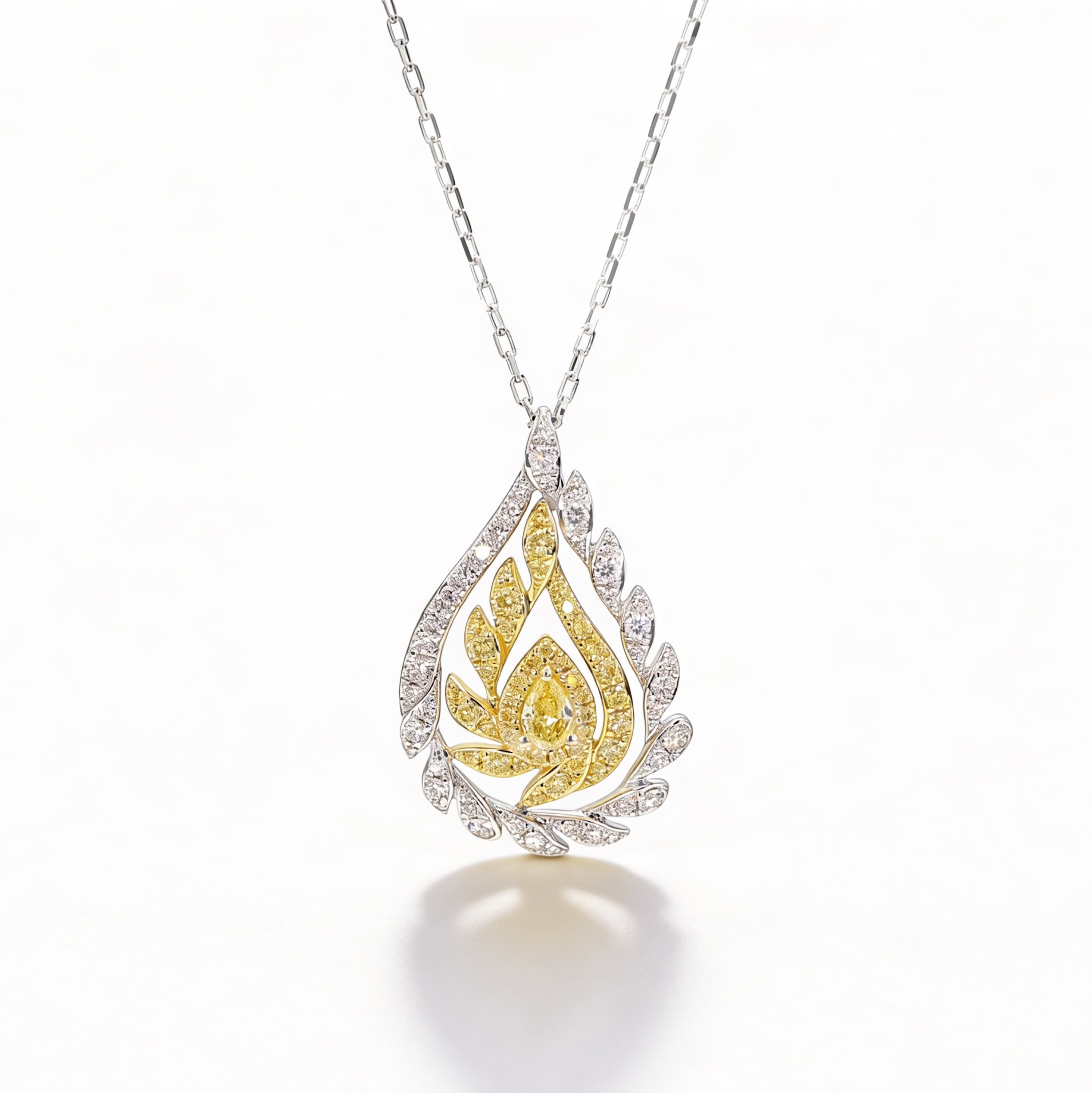 Yellow and White Diamond Necklace
