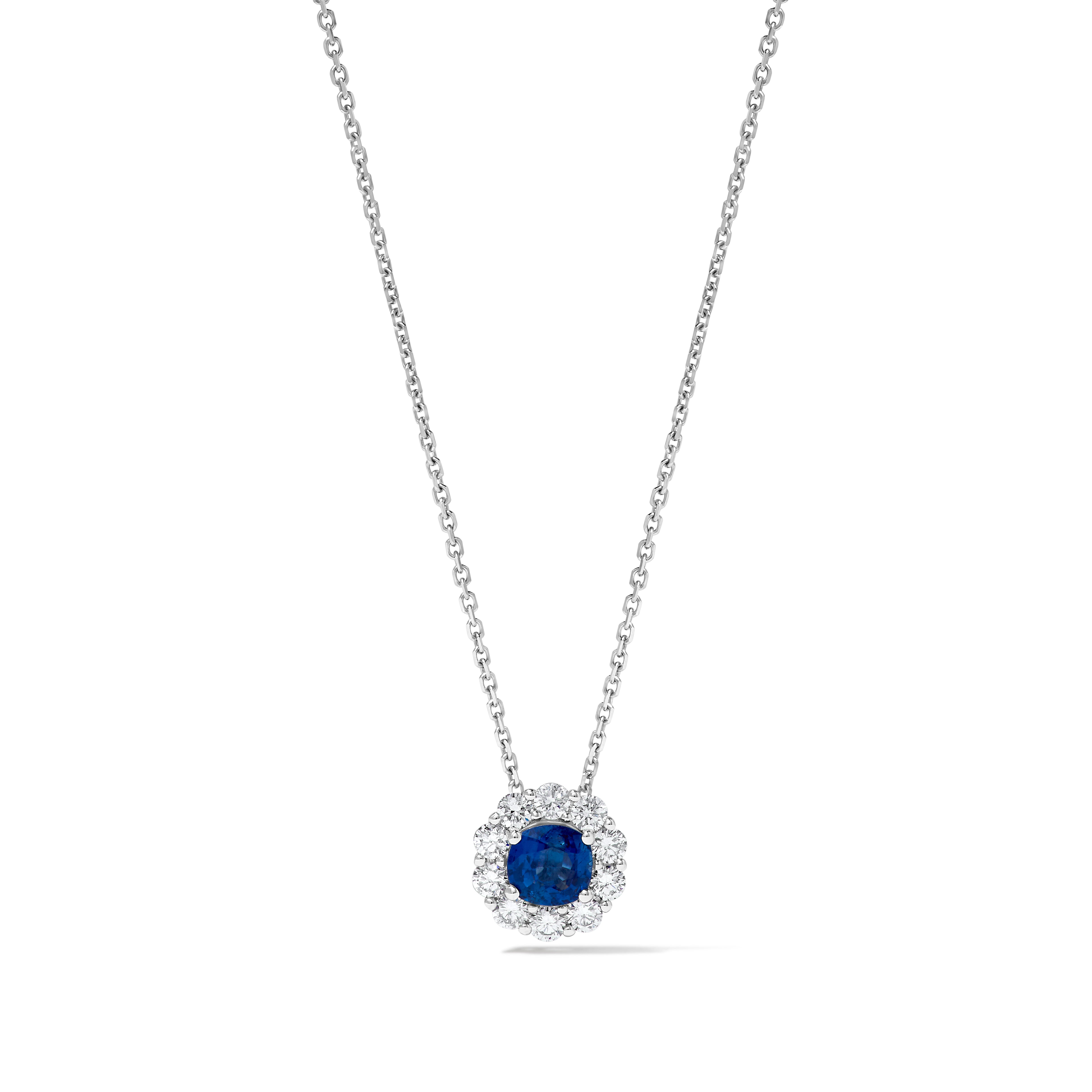 Blue Cushion Sapphire & White Diamond Pendant SPC002GP