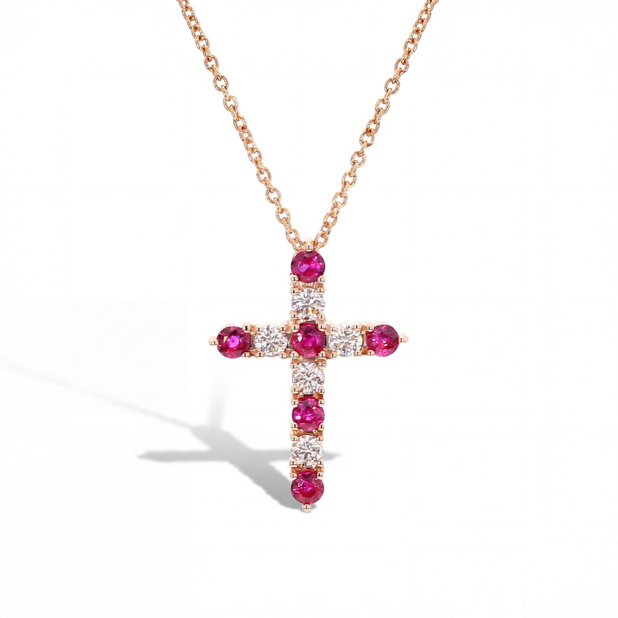 Natural Red Round Ruby & White Diamond Pendant product image 1
