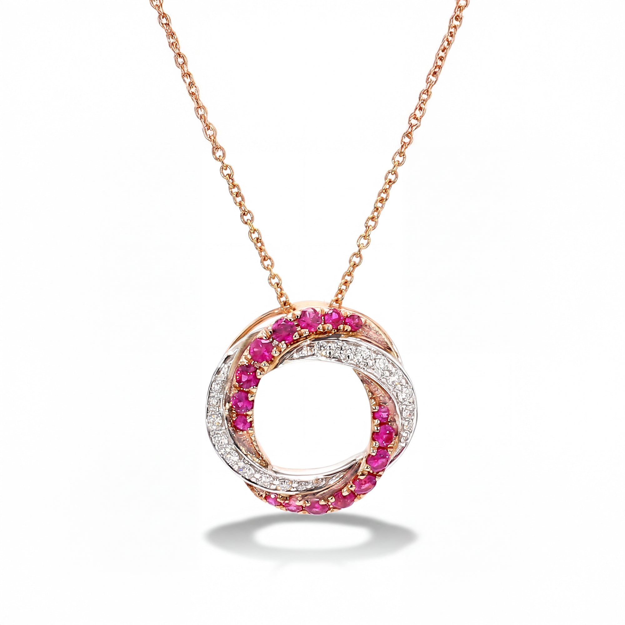 Natural Red Round Ruby & White Diamond Pendant product image 1