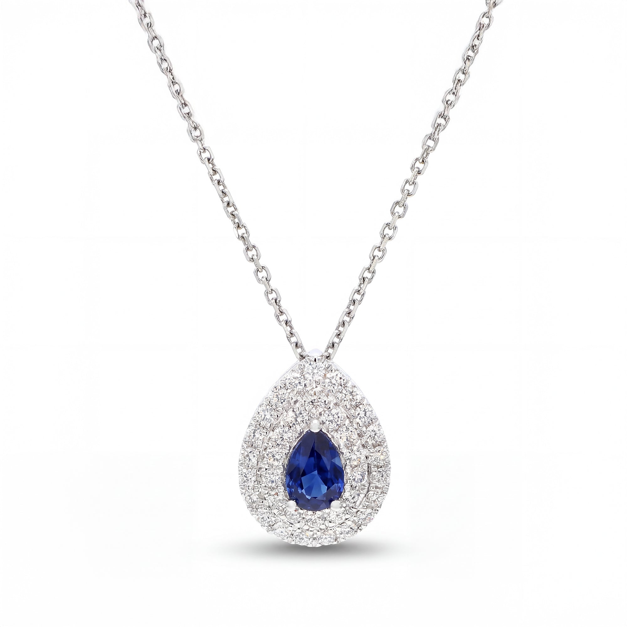 Natural Blue Pear Sapphire & White Diamond Pendant product image 1