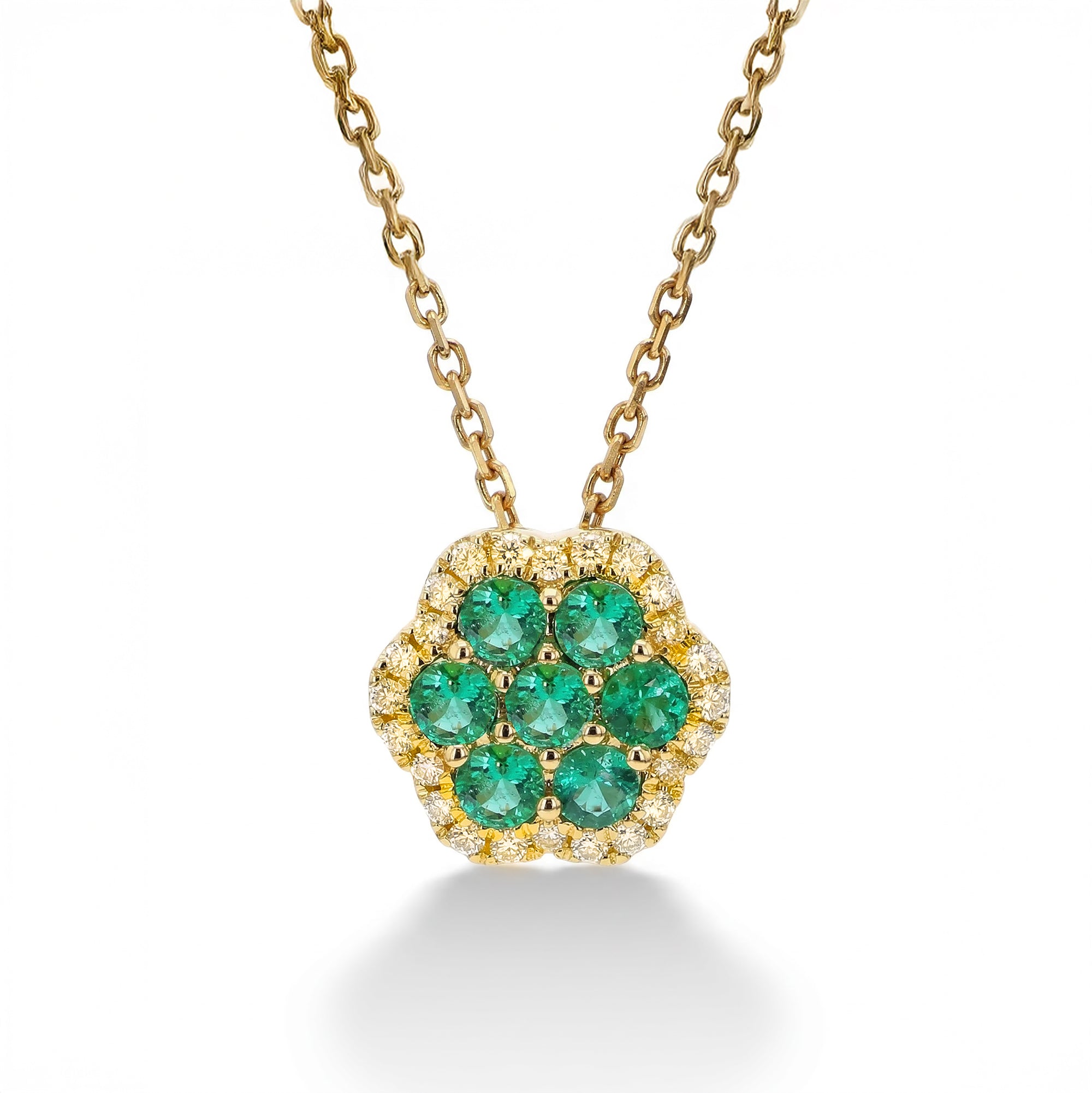 Natural Green Round Emerald & Yellow Diamond Pendant product image 1