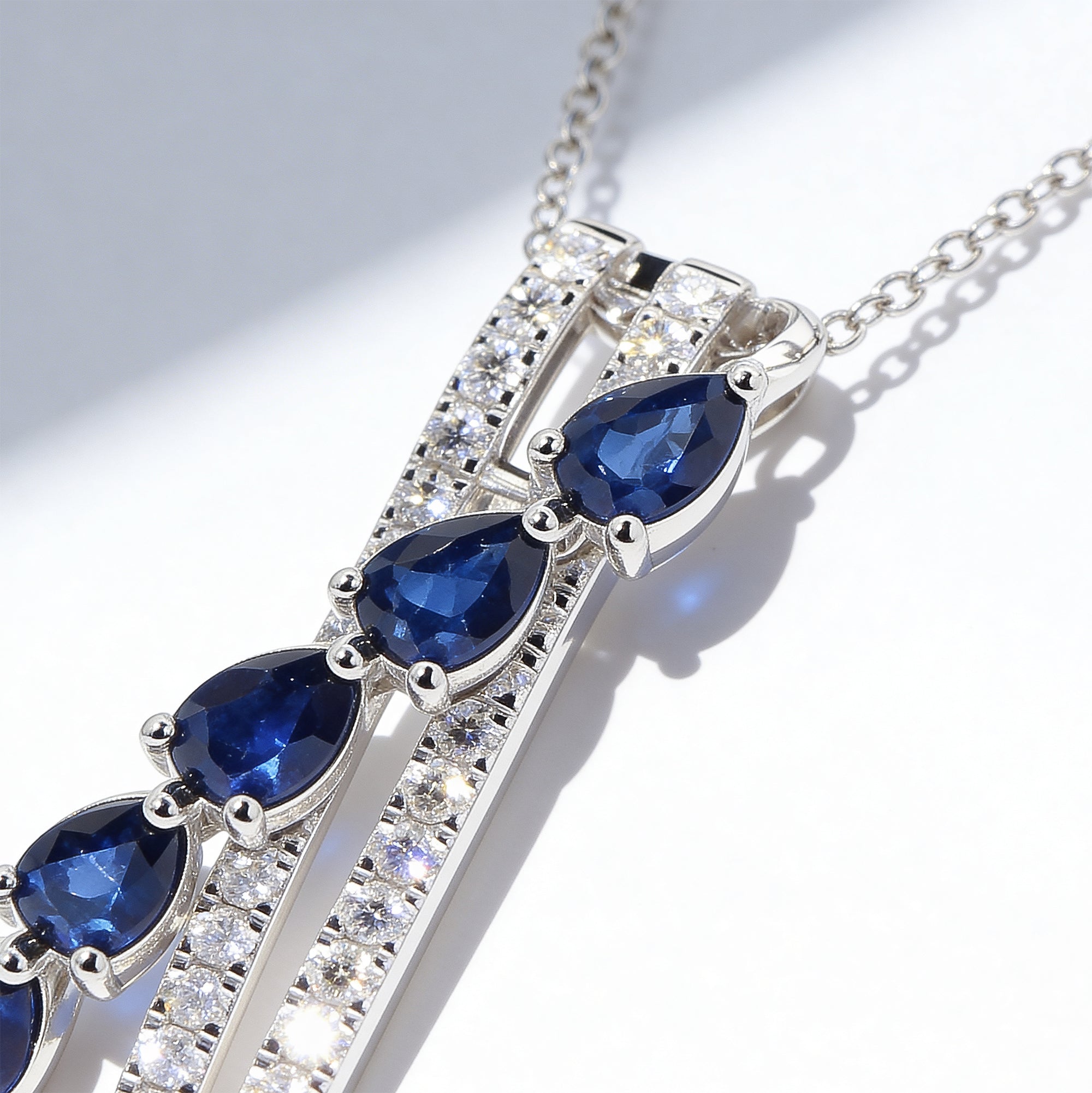 Natural Blue Pear Sapphire & White Diamond Pendant product image 2