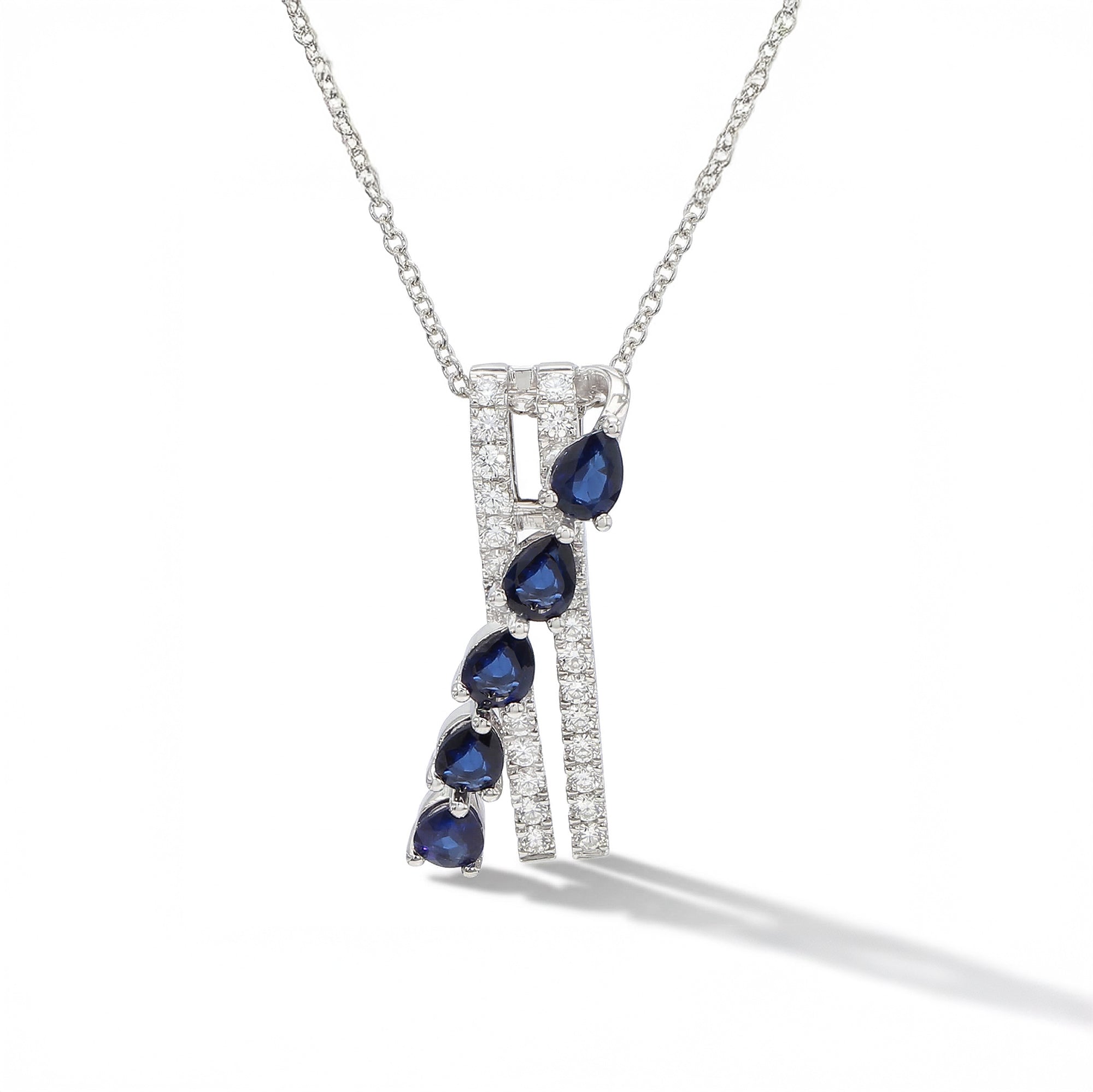Natural Blue Pear Sapphire & White Diamond Pendant product image 1