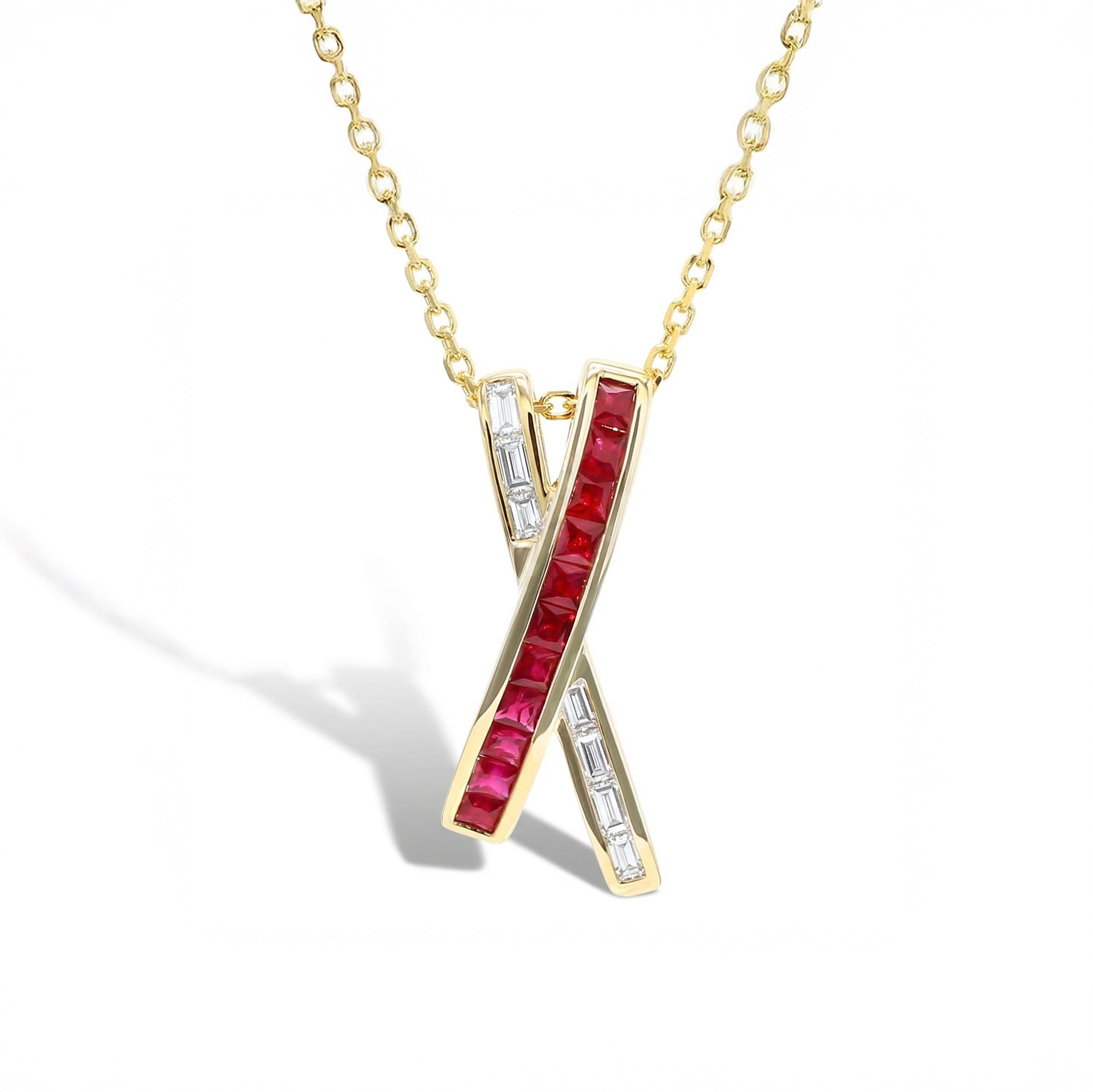 Natural Red Princess Ruby & White Diamond Pendant product image 1