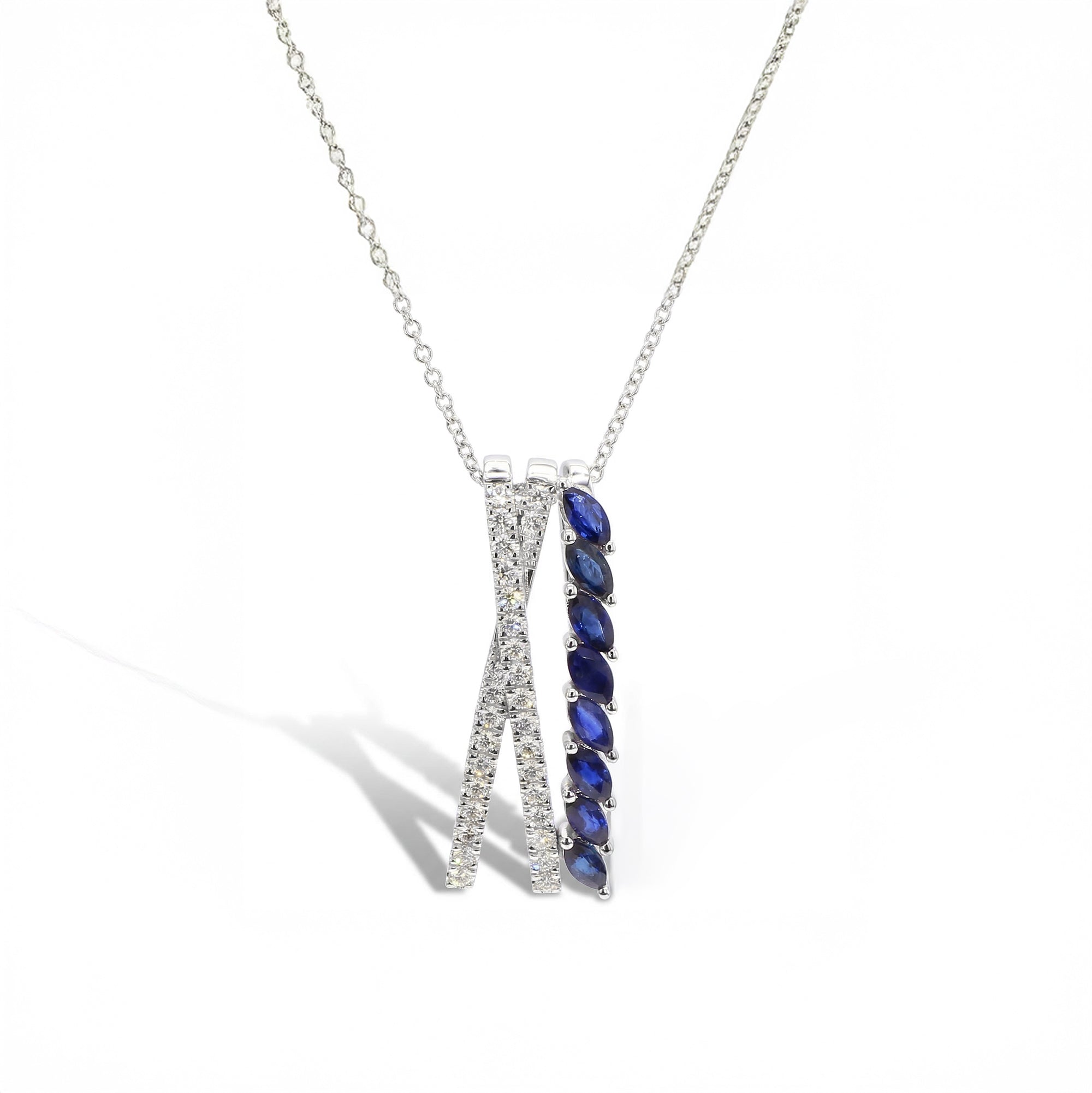 Natural Blue Marquise Sapphire & White Diamond Pendant product image 1
