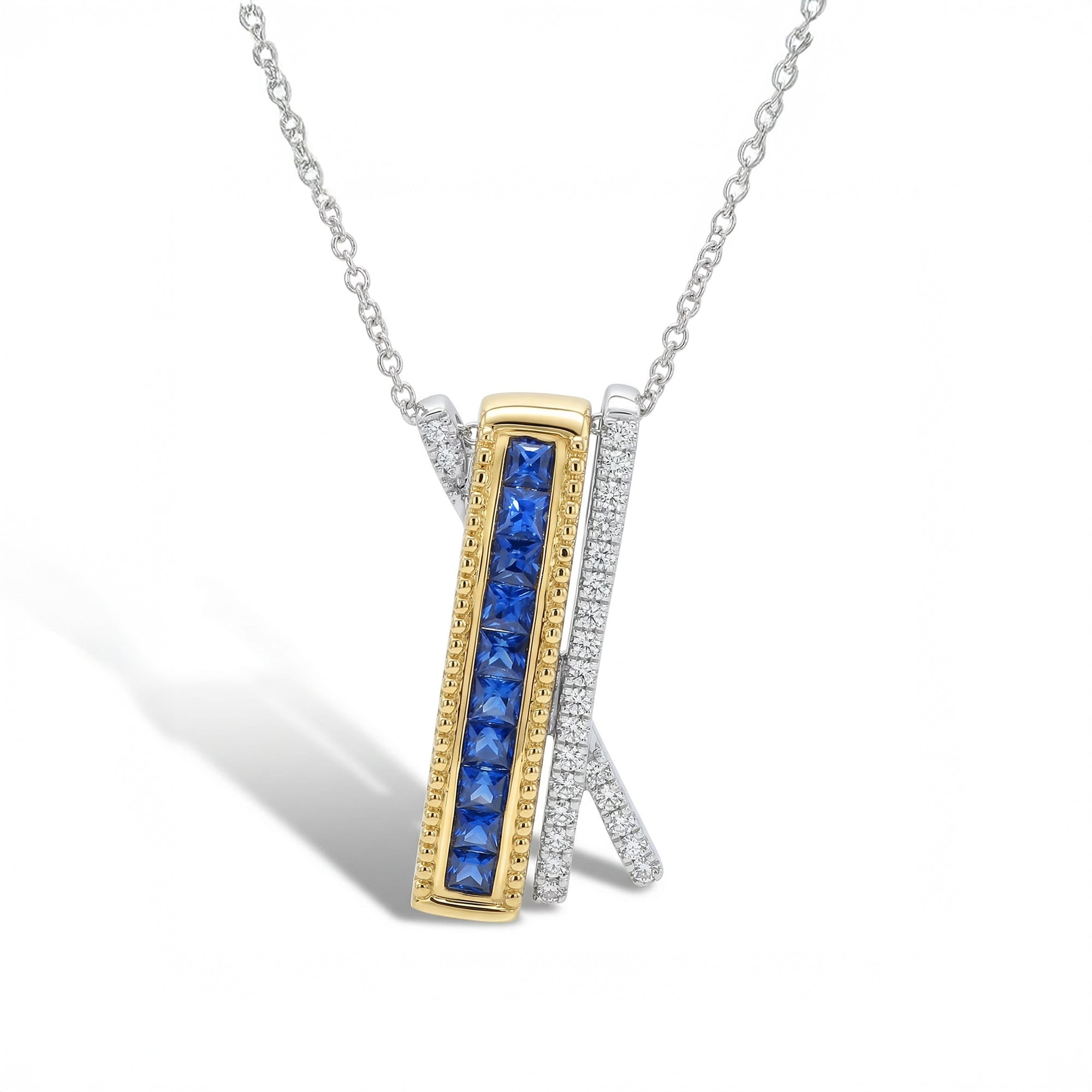 Natural Blue Princess Sapphire & White Diamond Pendant product image 1