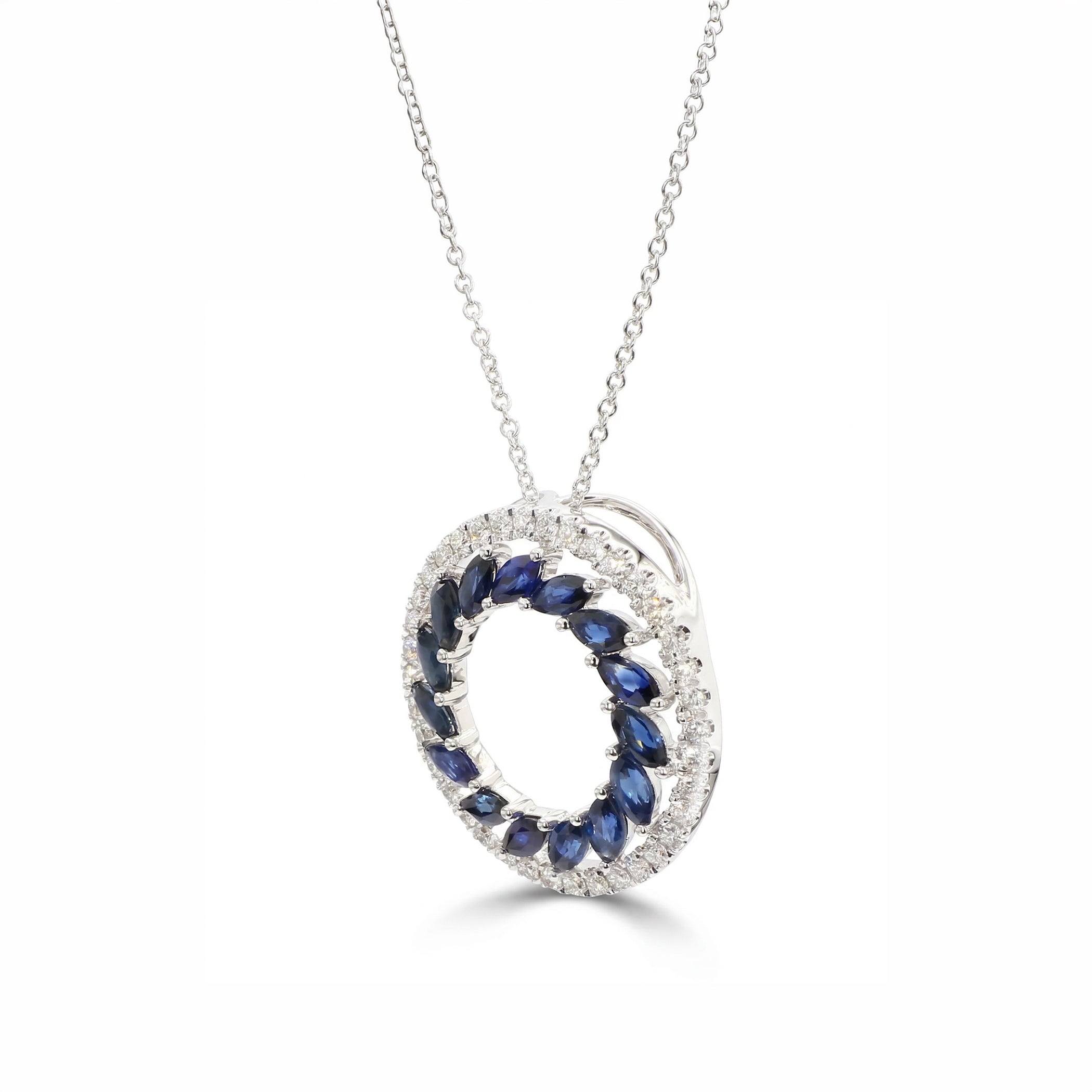 Natural Sapphire & Diamond Circle Necklace product image 2