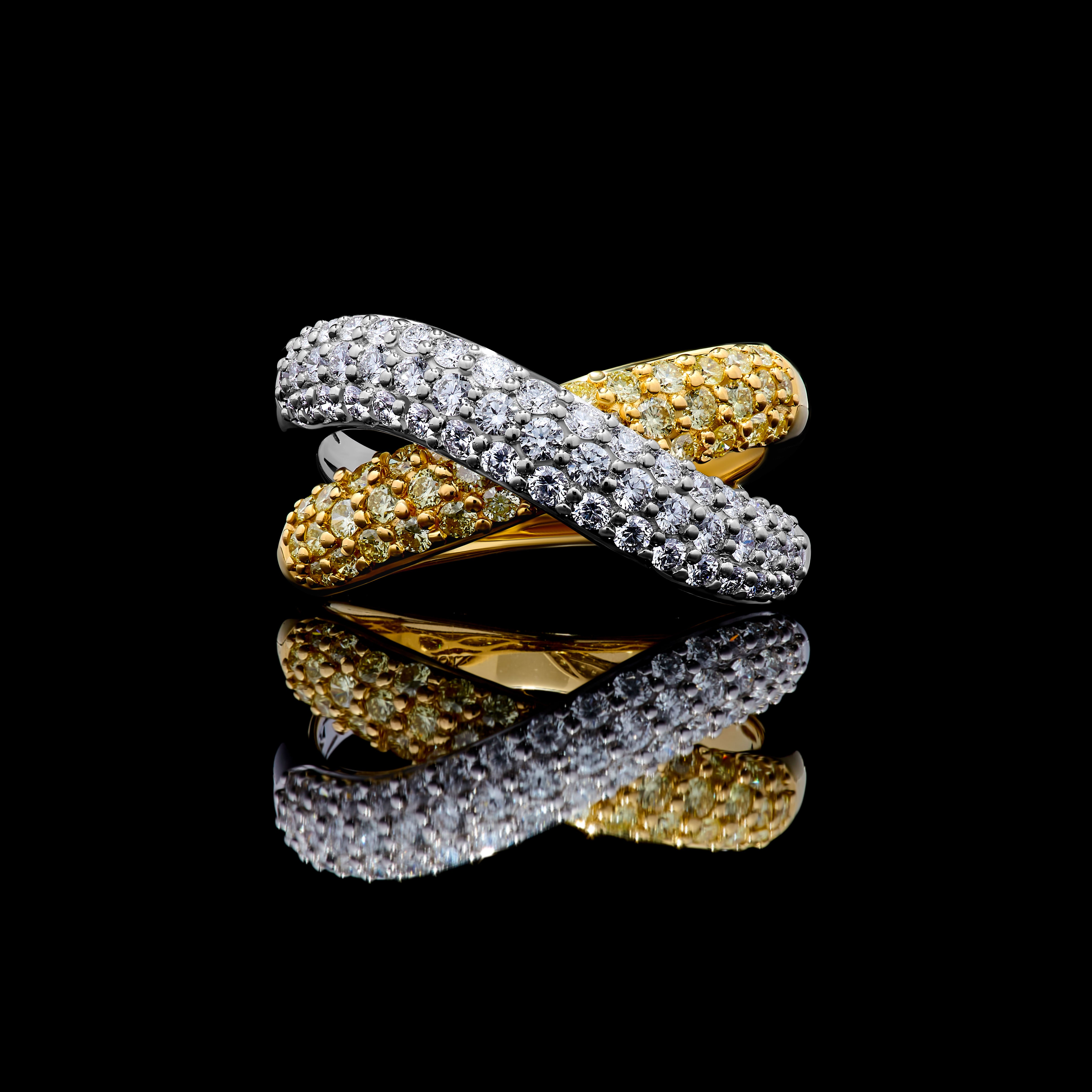 Yellow & White Round Cut Diamond Ring SR0088GP