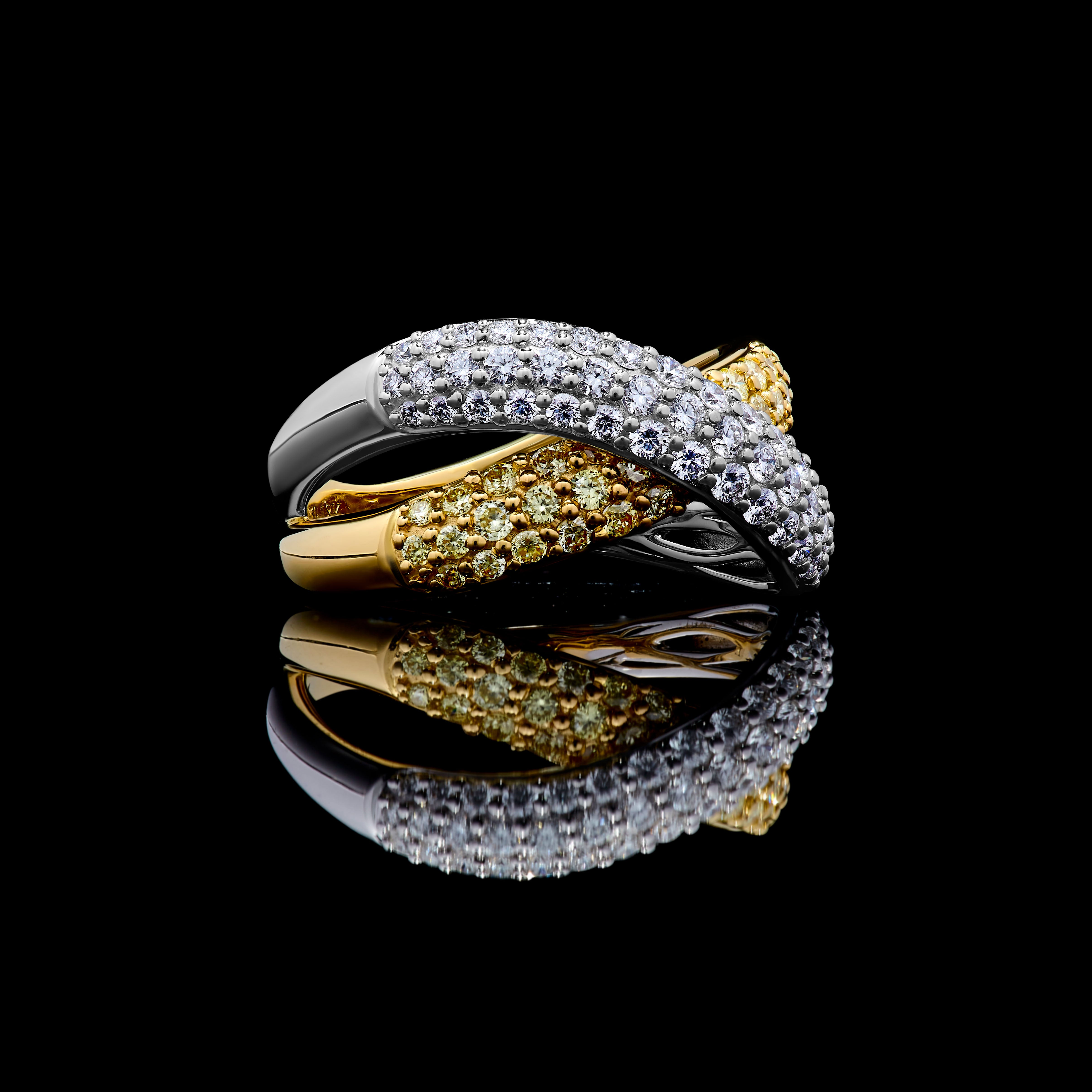 Yellow & White Round Cut Diamond Ring SR0088GP