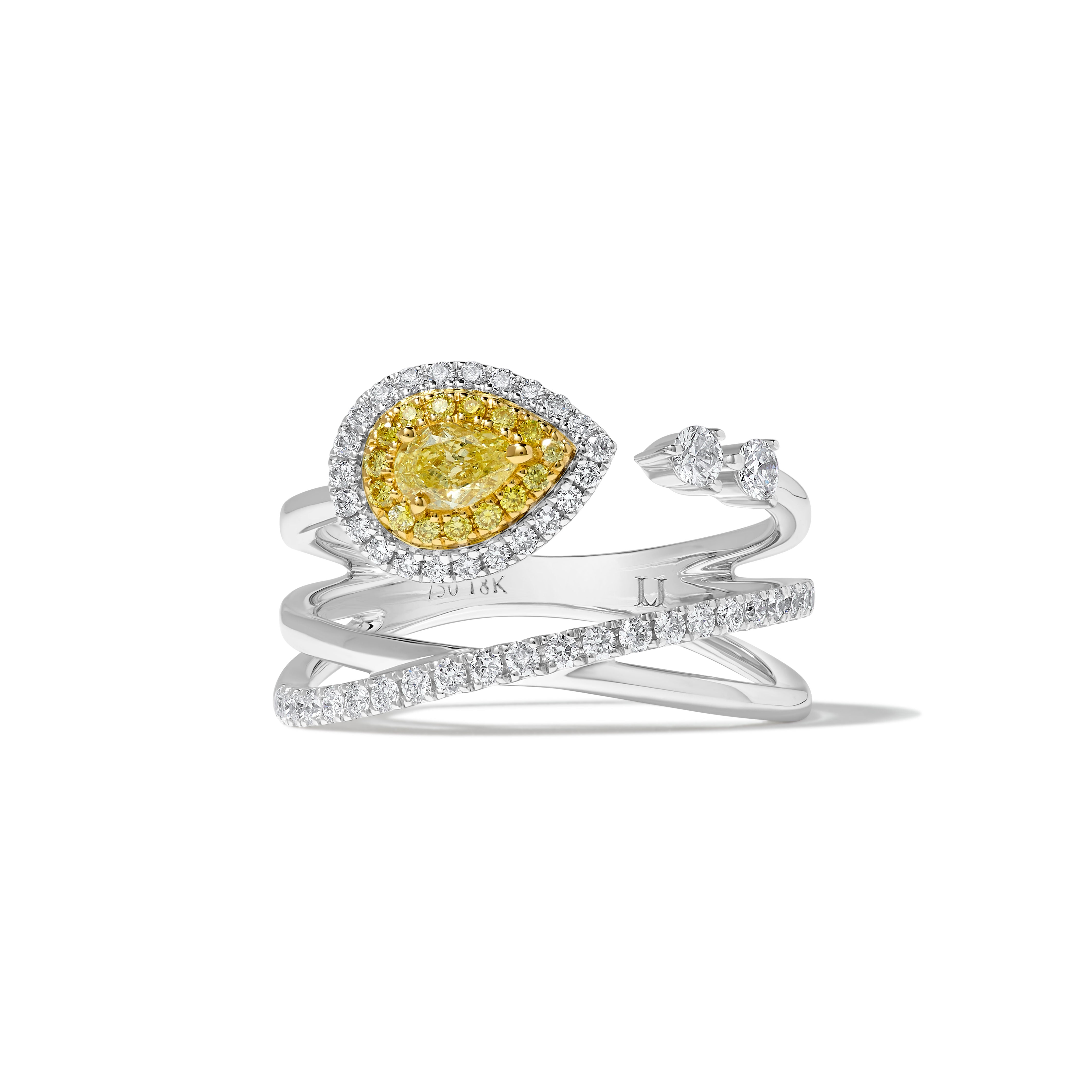 Yellow Pear & Round Diamond Ring SR0095GP