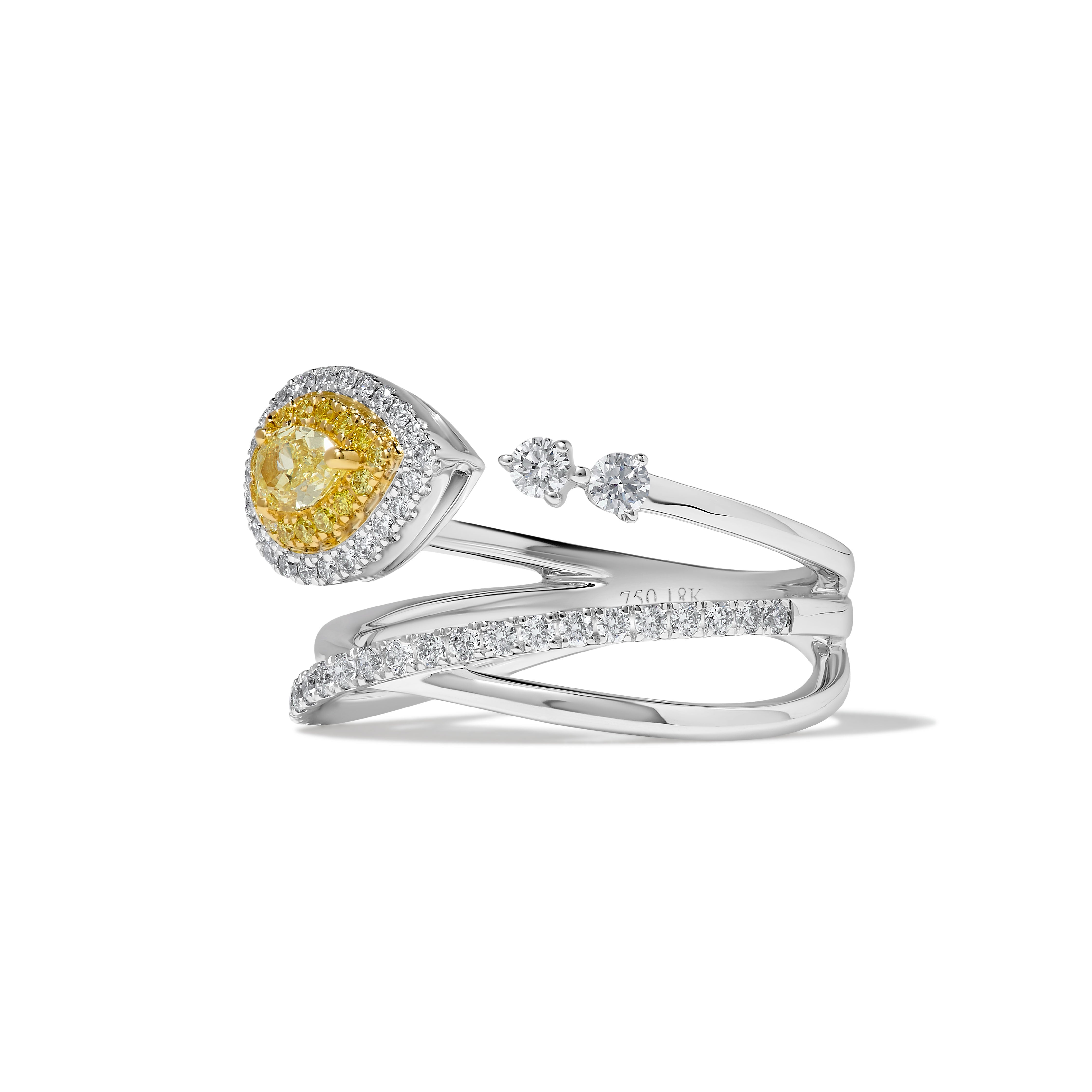 Yellow Pear & Round Diamond Ring SR0095GP