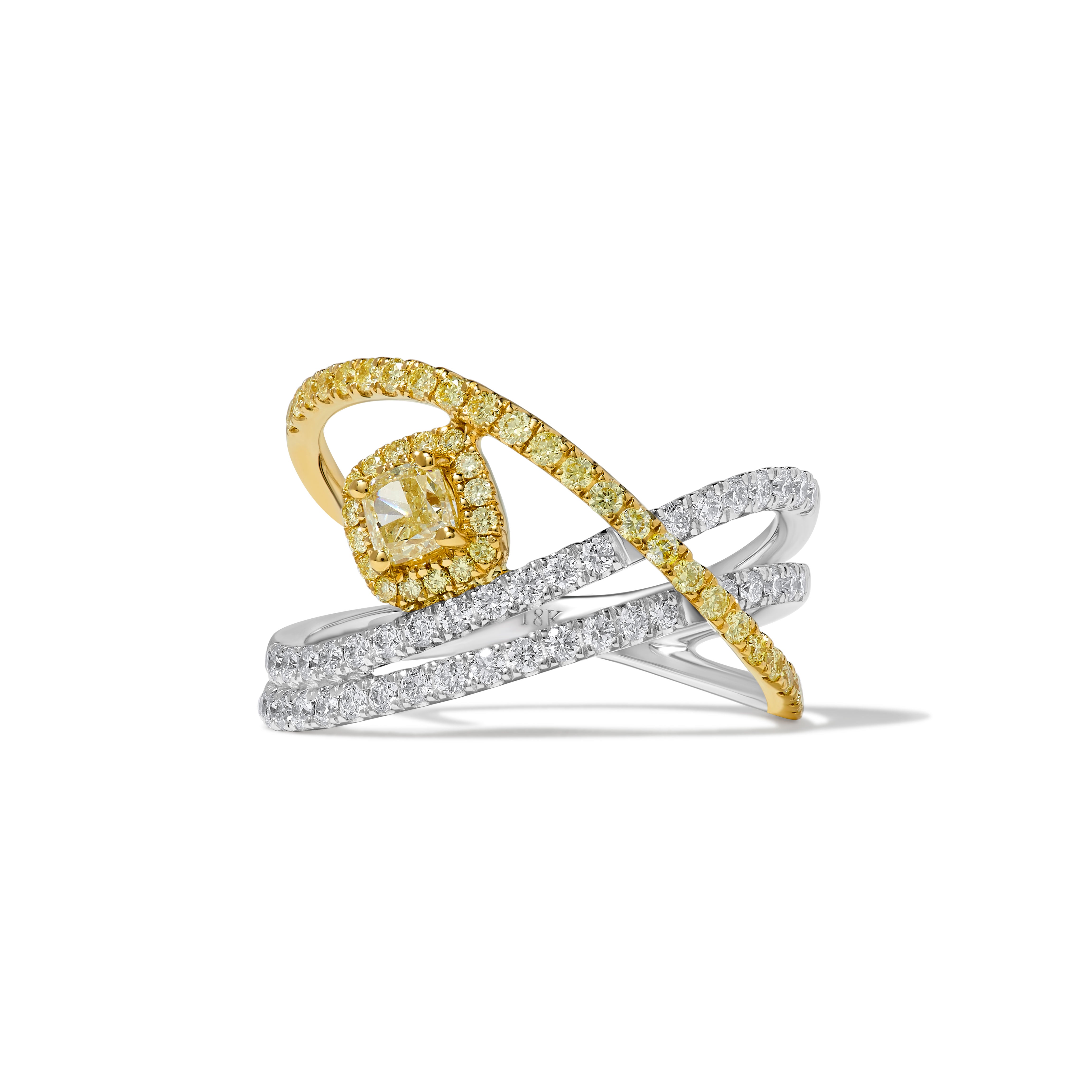 Yellow Cushion & Round Diamond Ring SR0096GP