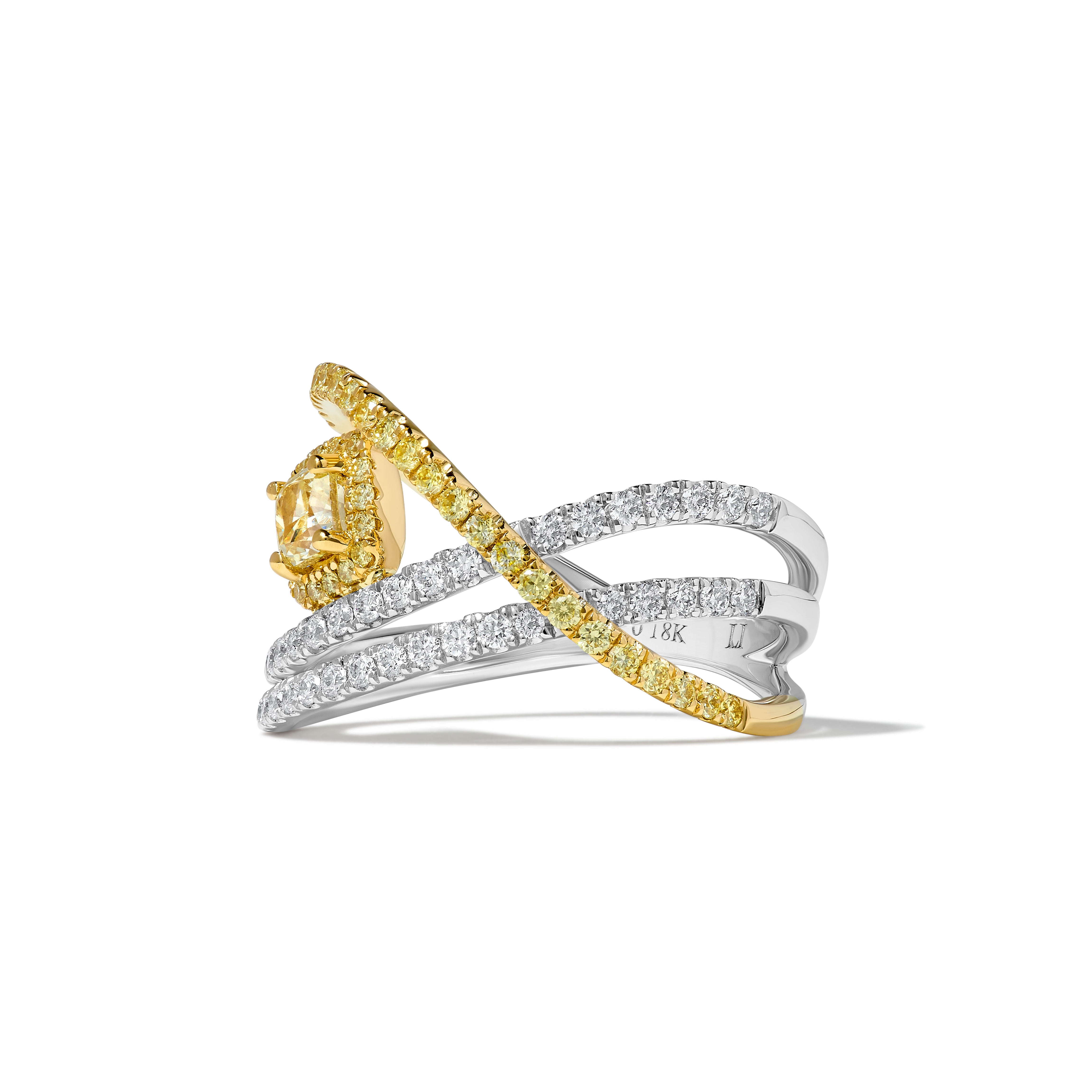 Yellow Cushion & Round Diamond Ring SR0096GP