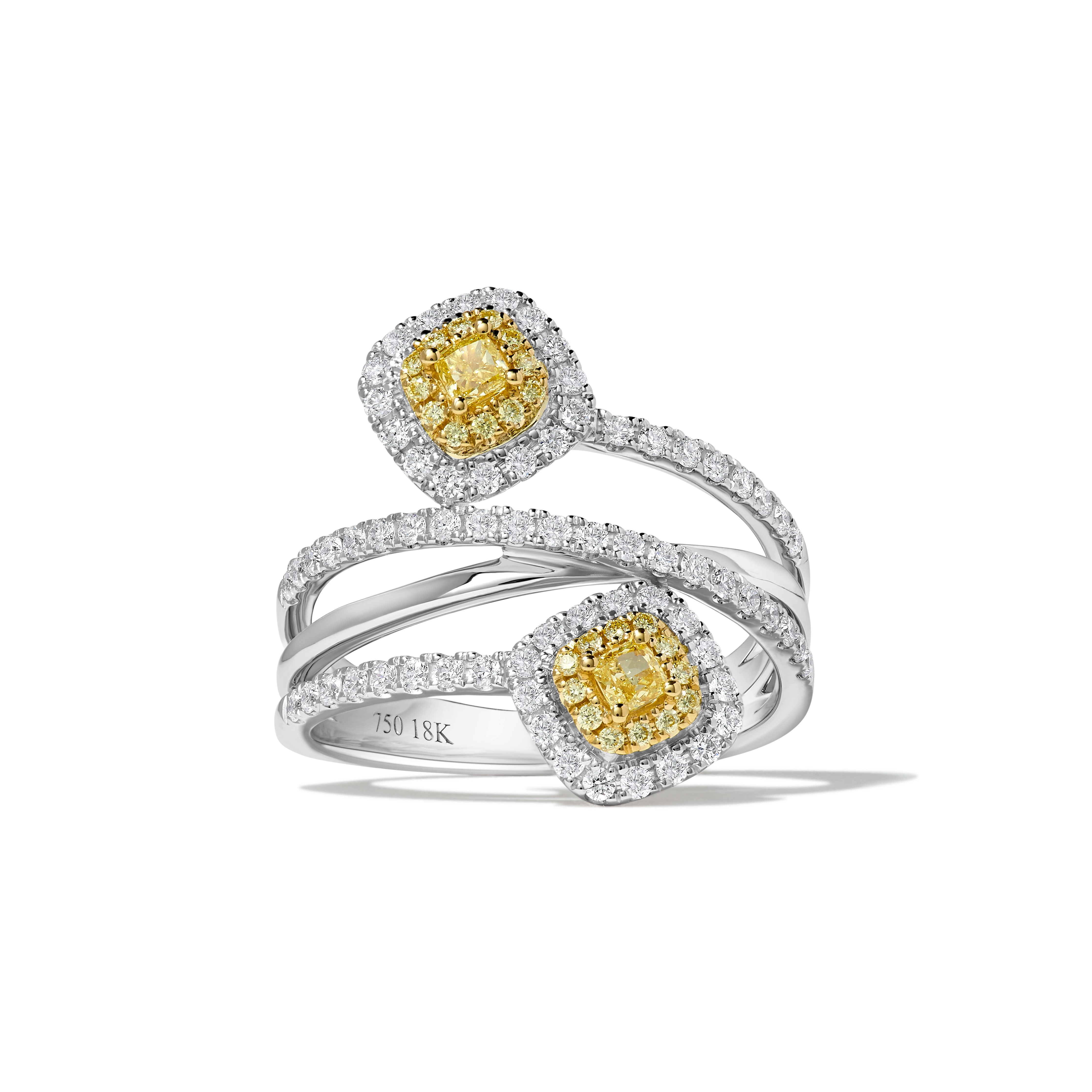 Yellow Cushion & Round Diamond Ring SR0097GP