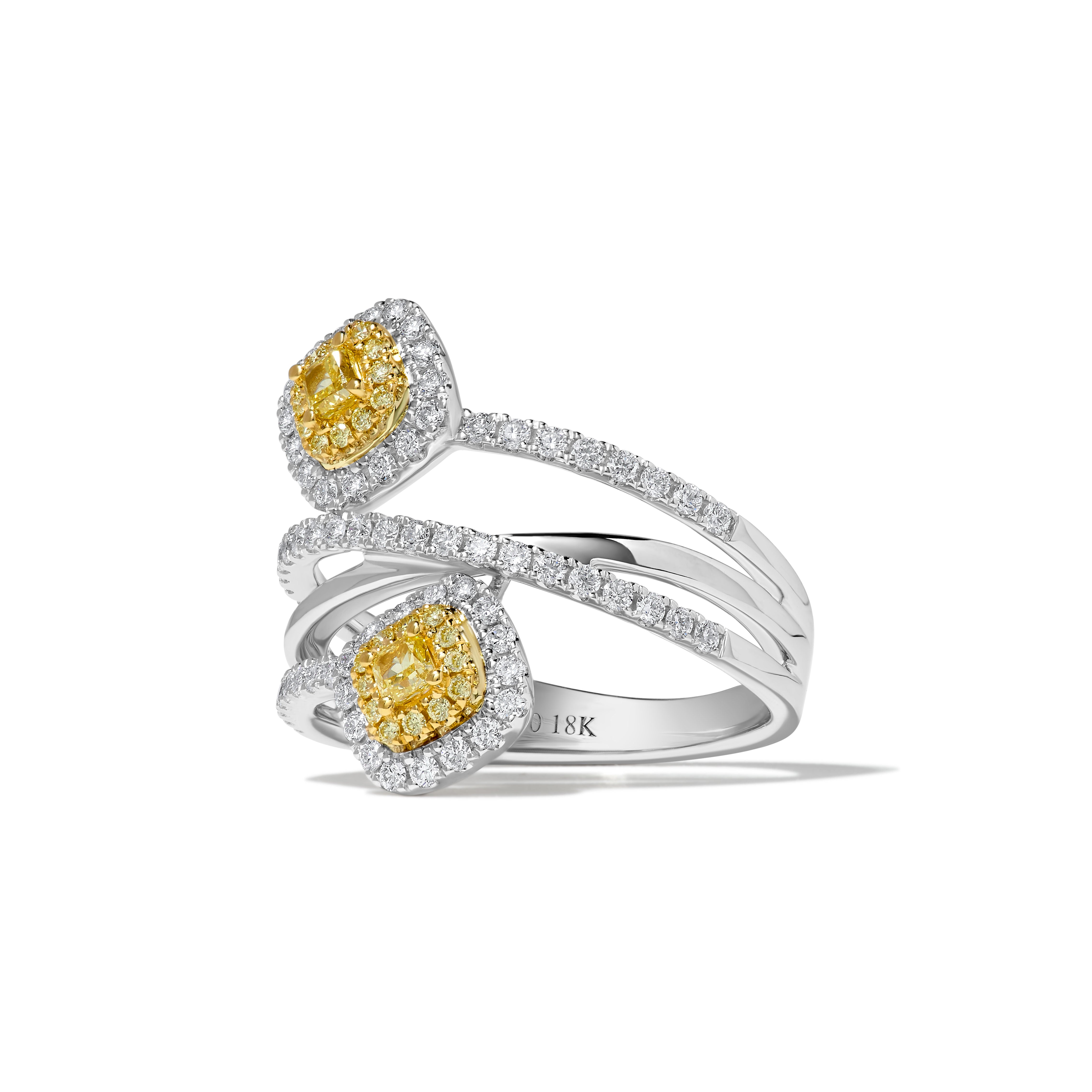 Yellow Cushion & Round Diamond Ring SR0097GP