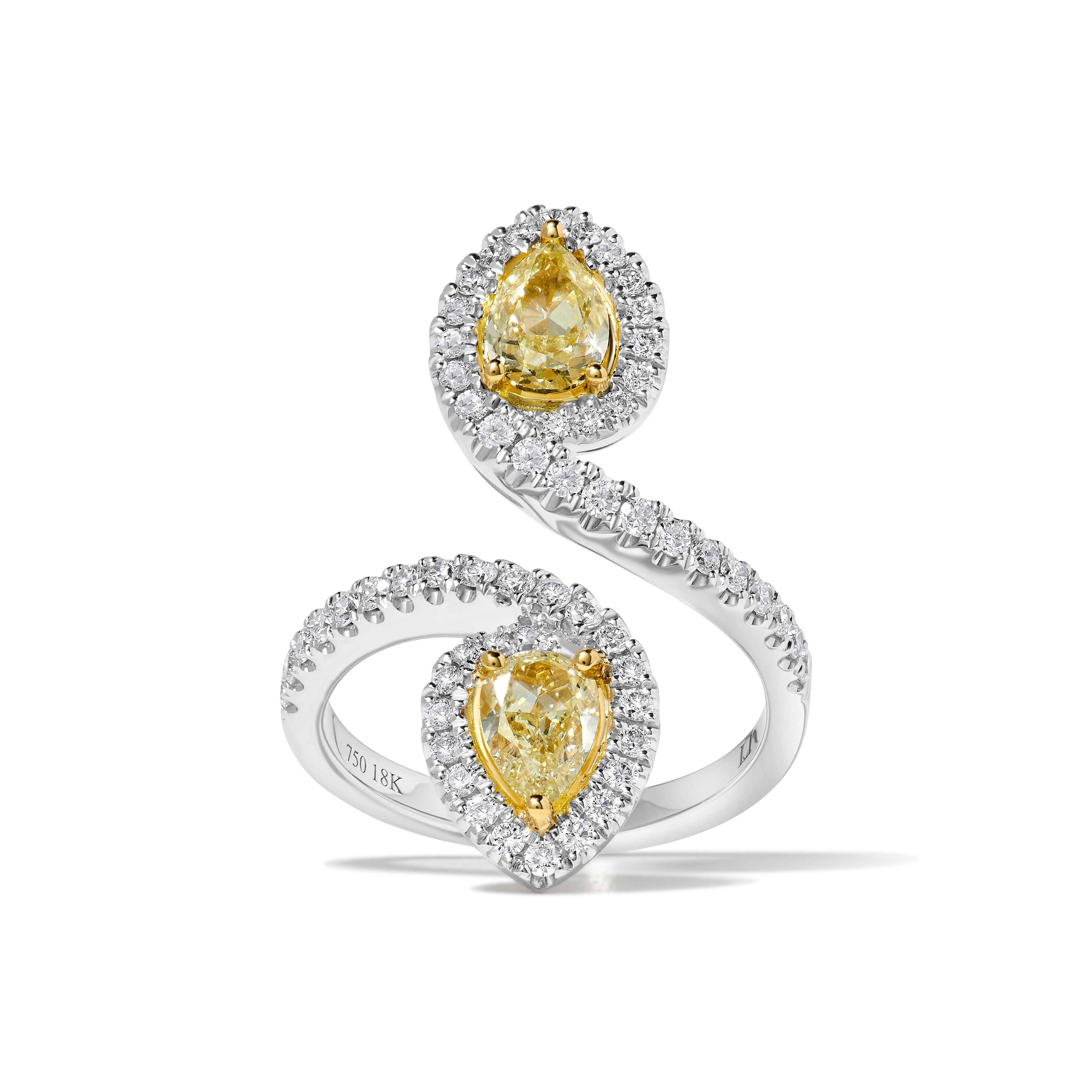 Yellow Pear & Round Diamond Ring SR0102GP